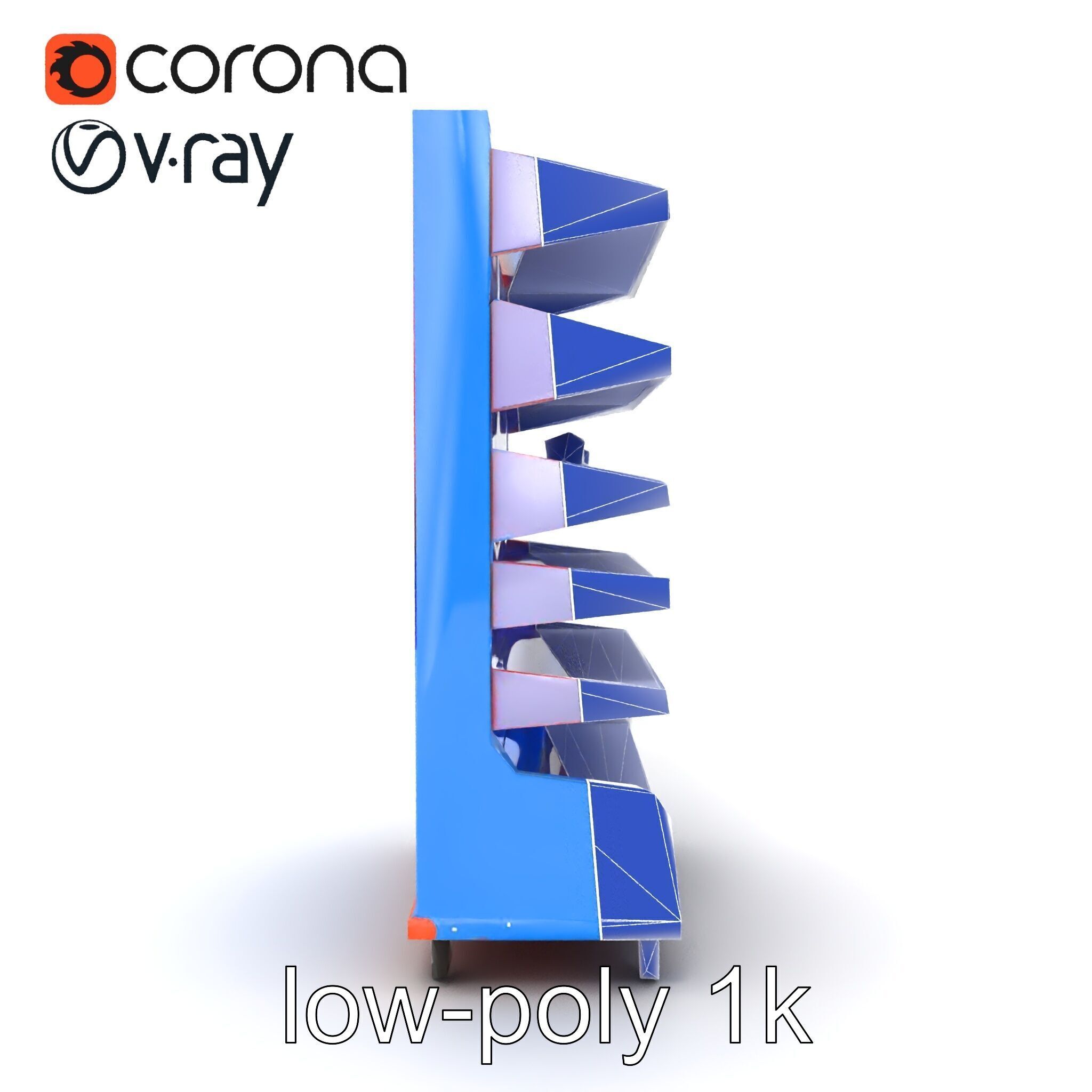 Colorful Toy Supermarket Shelf with Adjustable Sections model... Low-poly 3D model_23