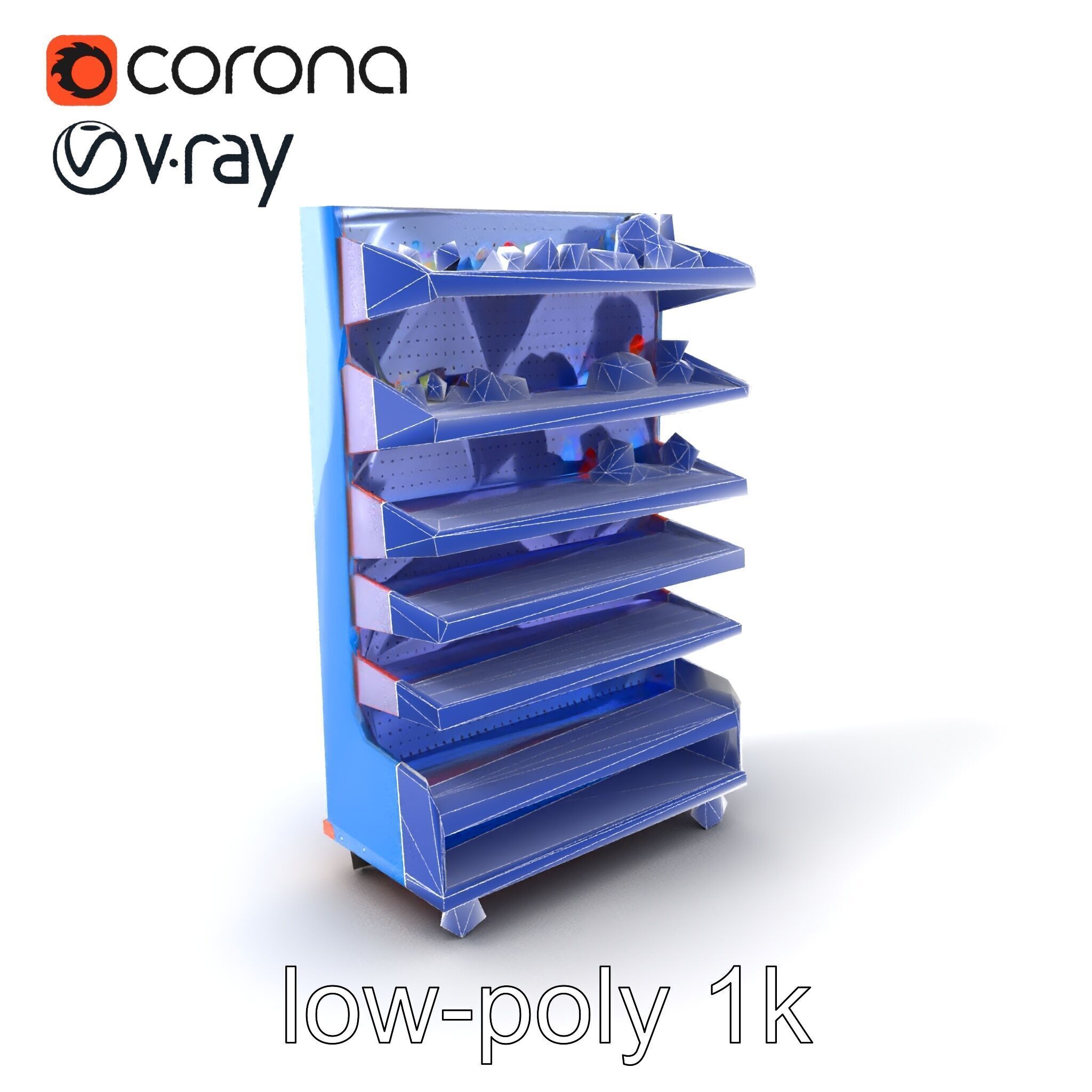 Colorful Toy Supermarket Shelf with Adjustable Sections model... Low-poly 3D model_7