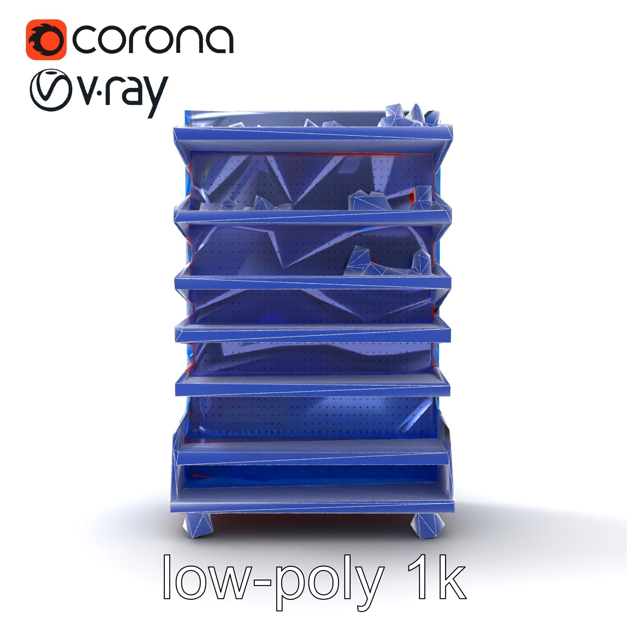 Colorful Toy Supermarket Shelf with Adjustable Sections model... Low-poly 3D model_14