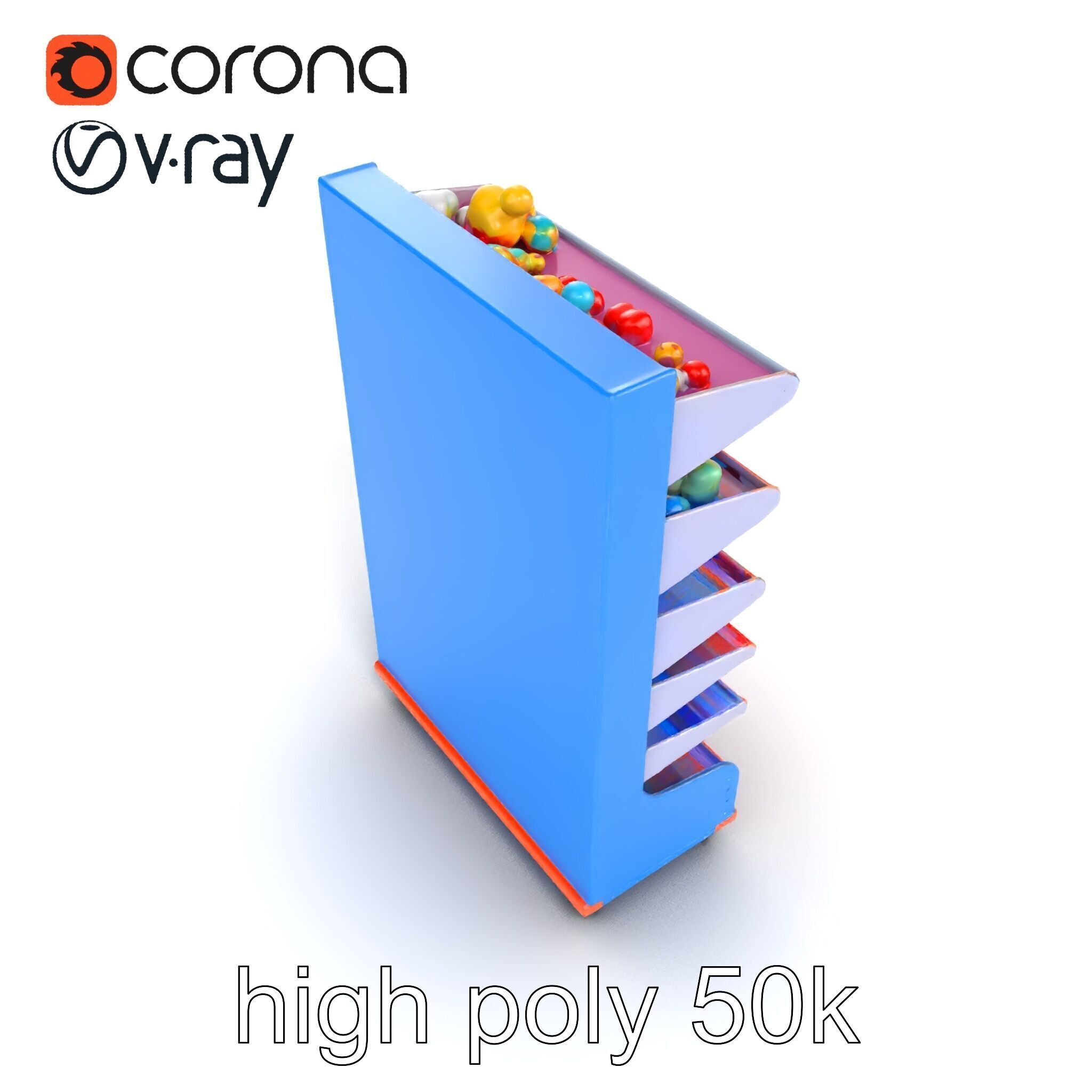Colorful Toy Supermarket Shelf with Adjustable Sections model... Low-poly 3D model_12