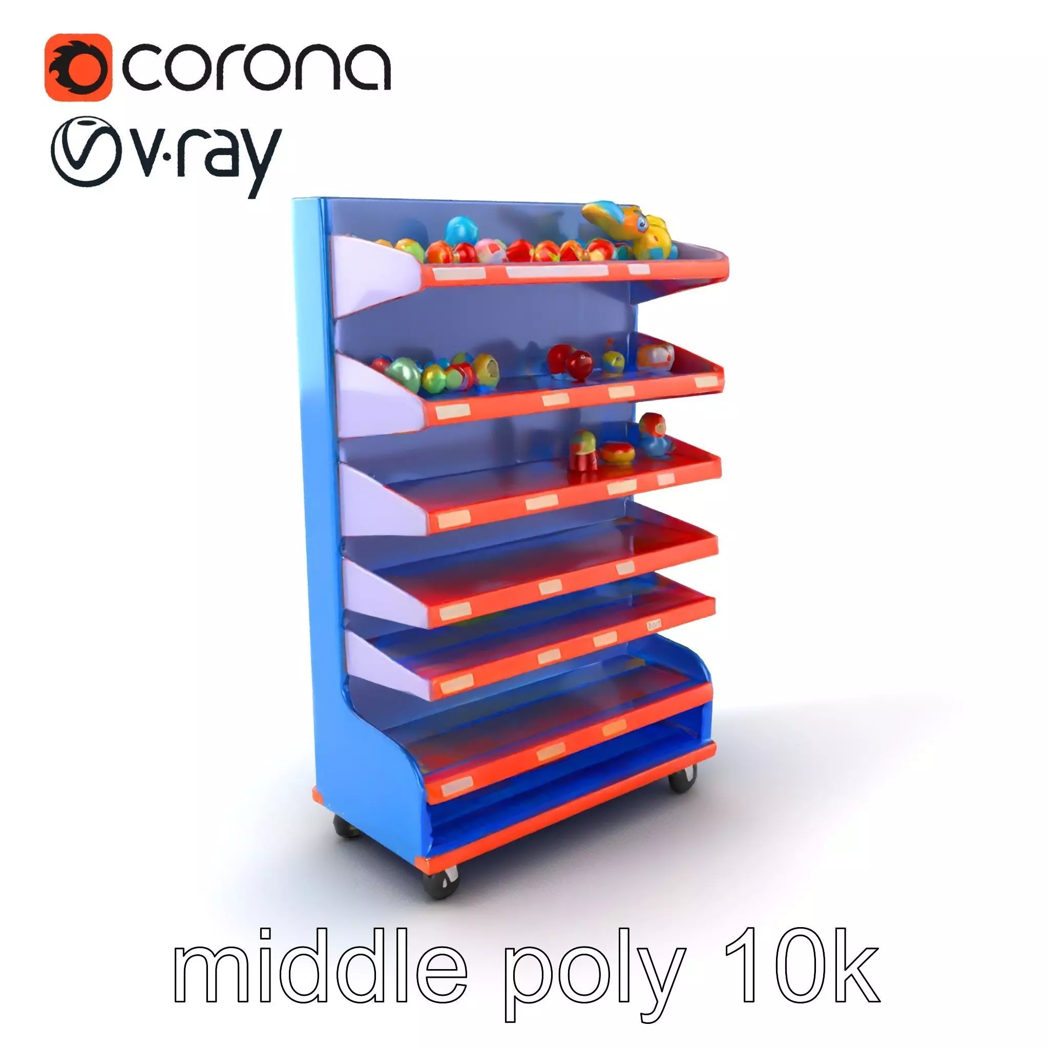 Colorful Toy Supermarket Shelf with Adjustable Sections model... Low-poly 3D model_0