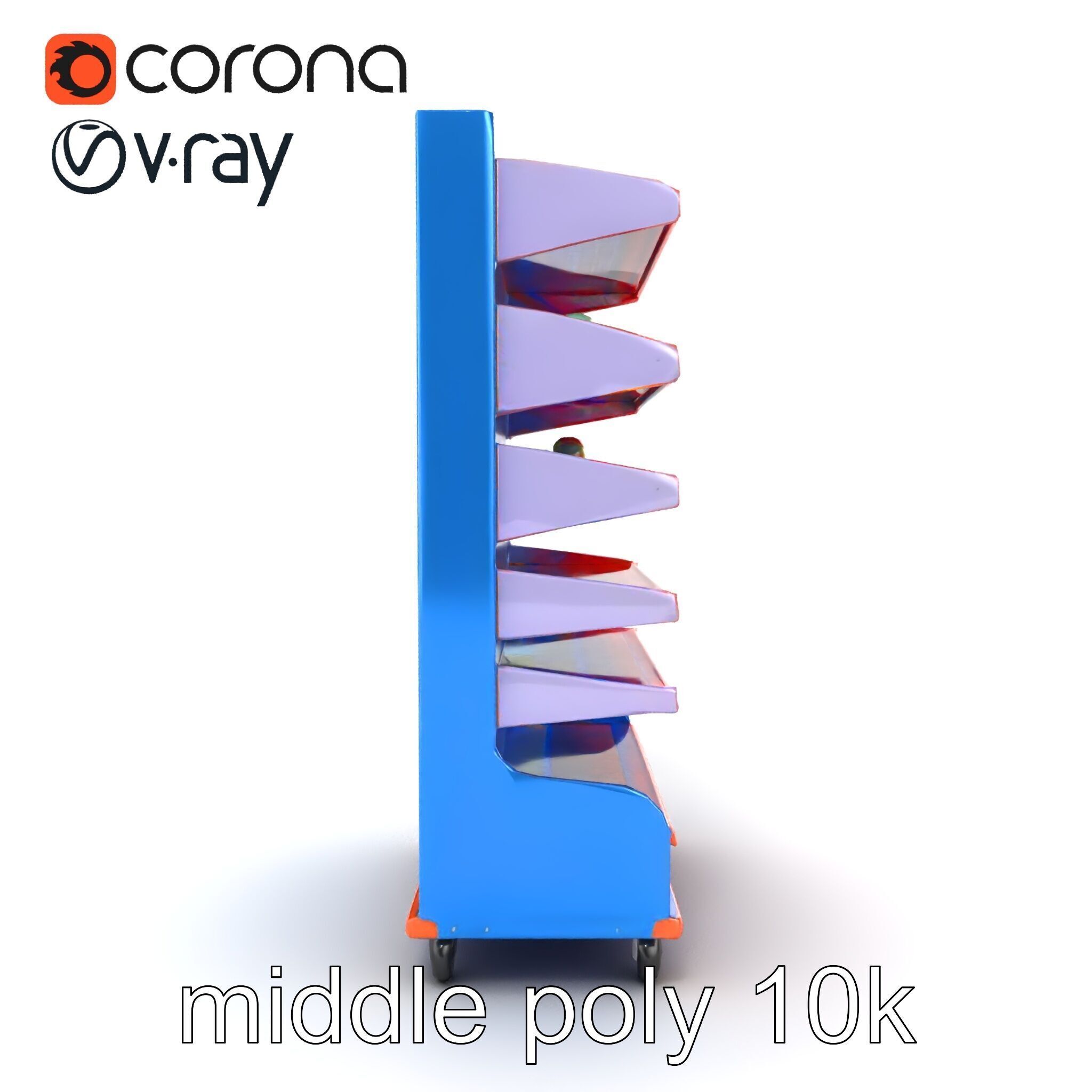 Colorful Toy Supermarket Shelf with Adjustable Sections model... Low-poly 3D model_13