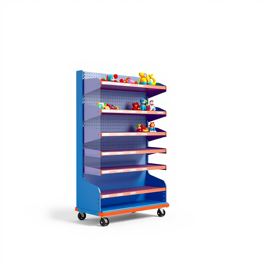 Colorful Toy Supermarket Shelf with Adjustable Sections model... Low-poly 3D model_4