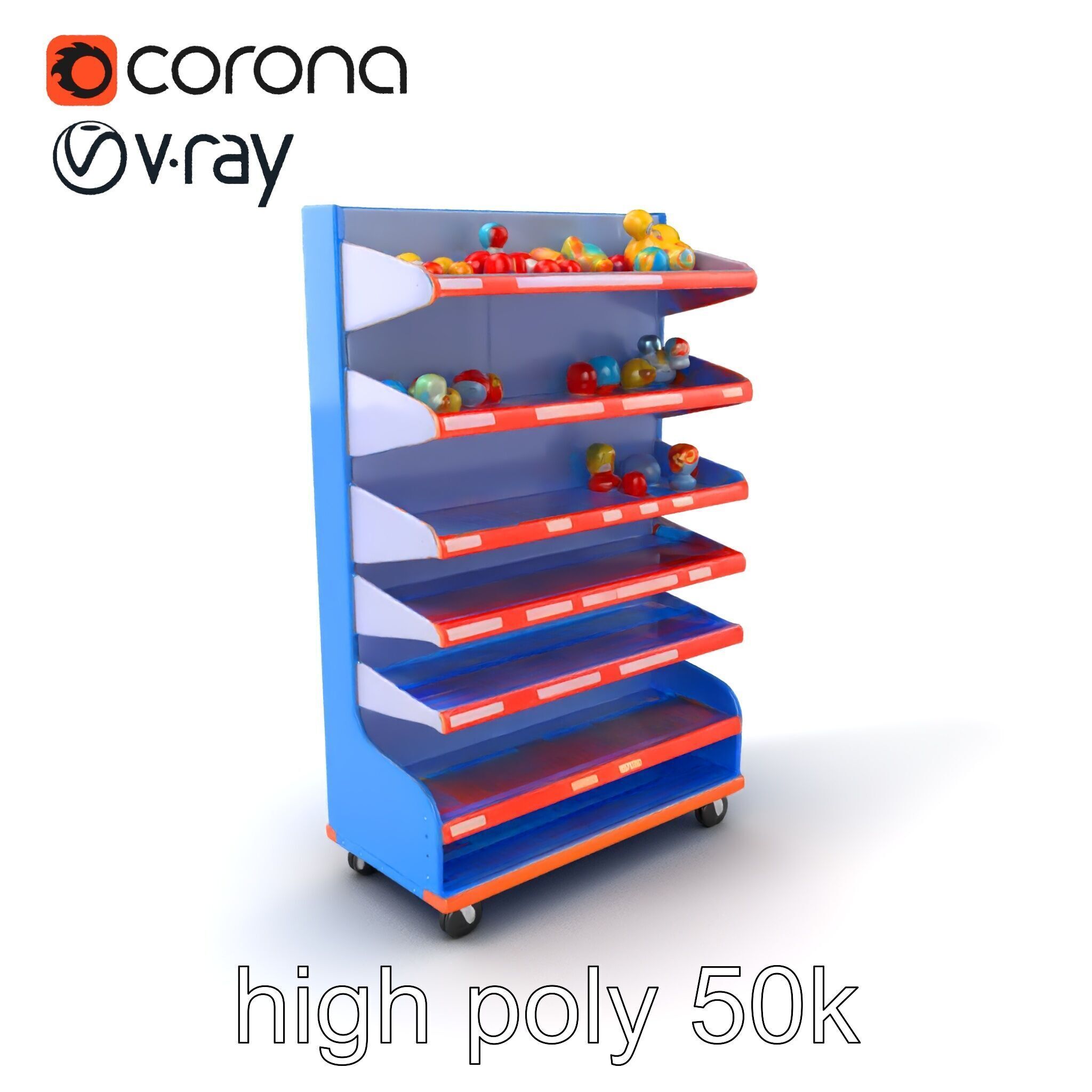 Colorful Toy Supermarket Shelf with Adjustable Sections model... Low-poly 3D model_2