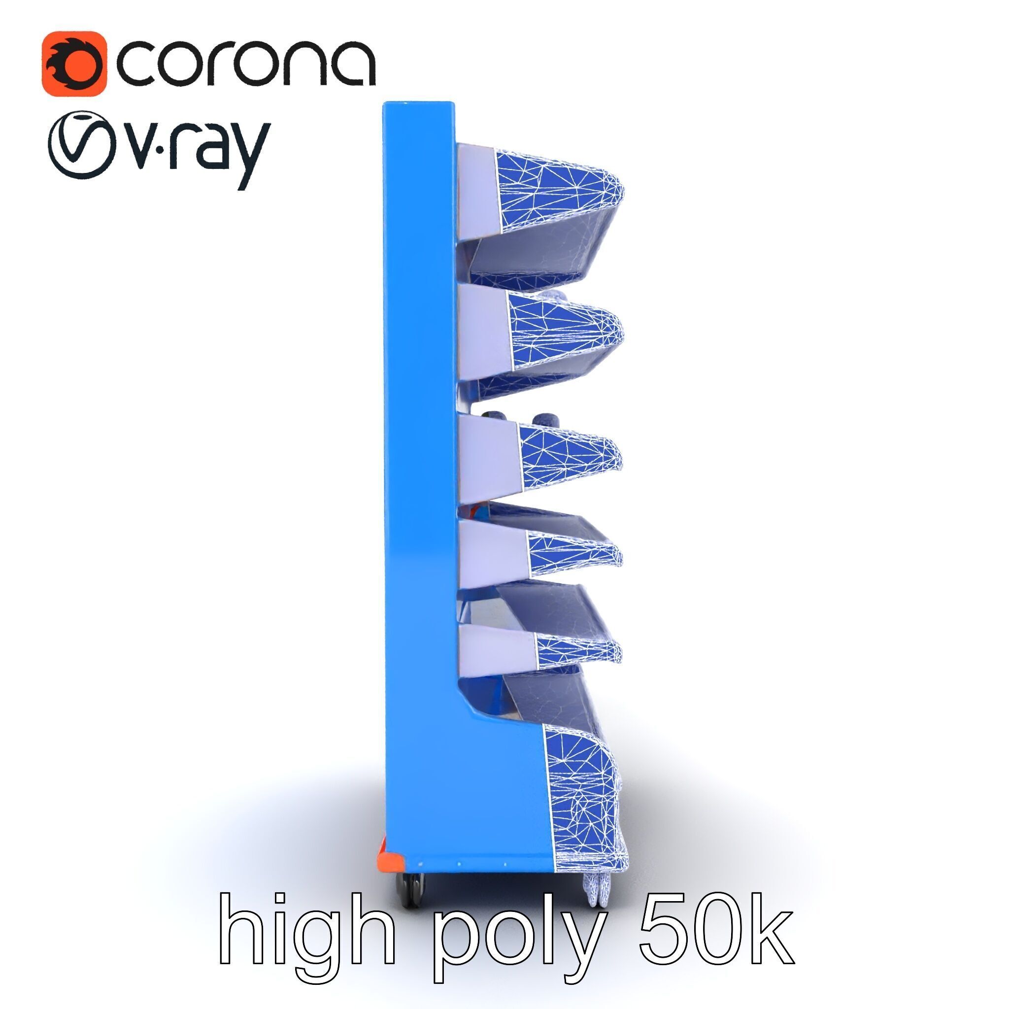 Colorful Toy Supermarket Shelf with Adjustable Sections model... Low-poly 3D model_15