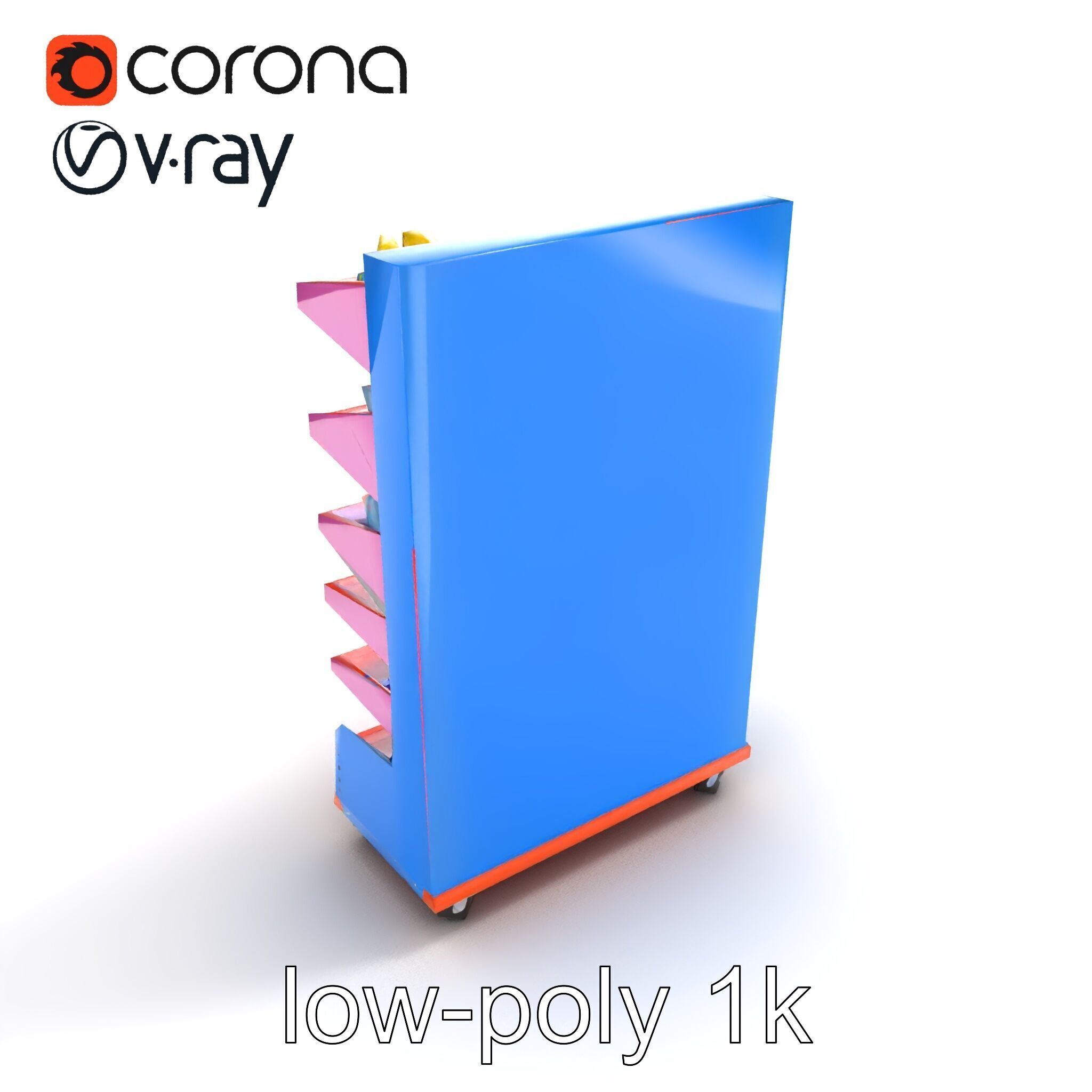 Colorful Toy Supermarket Shelf with Adjustable Sections model... Low-poly 3D model_9