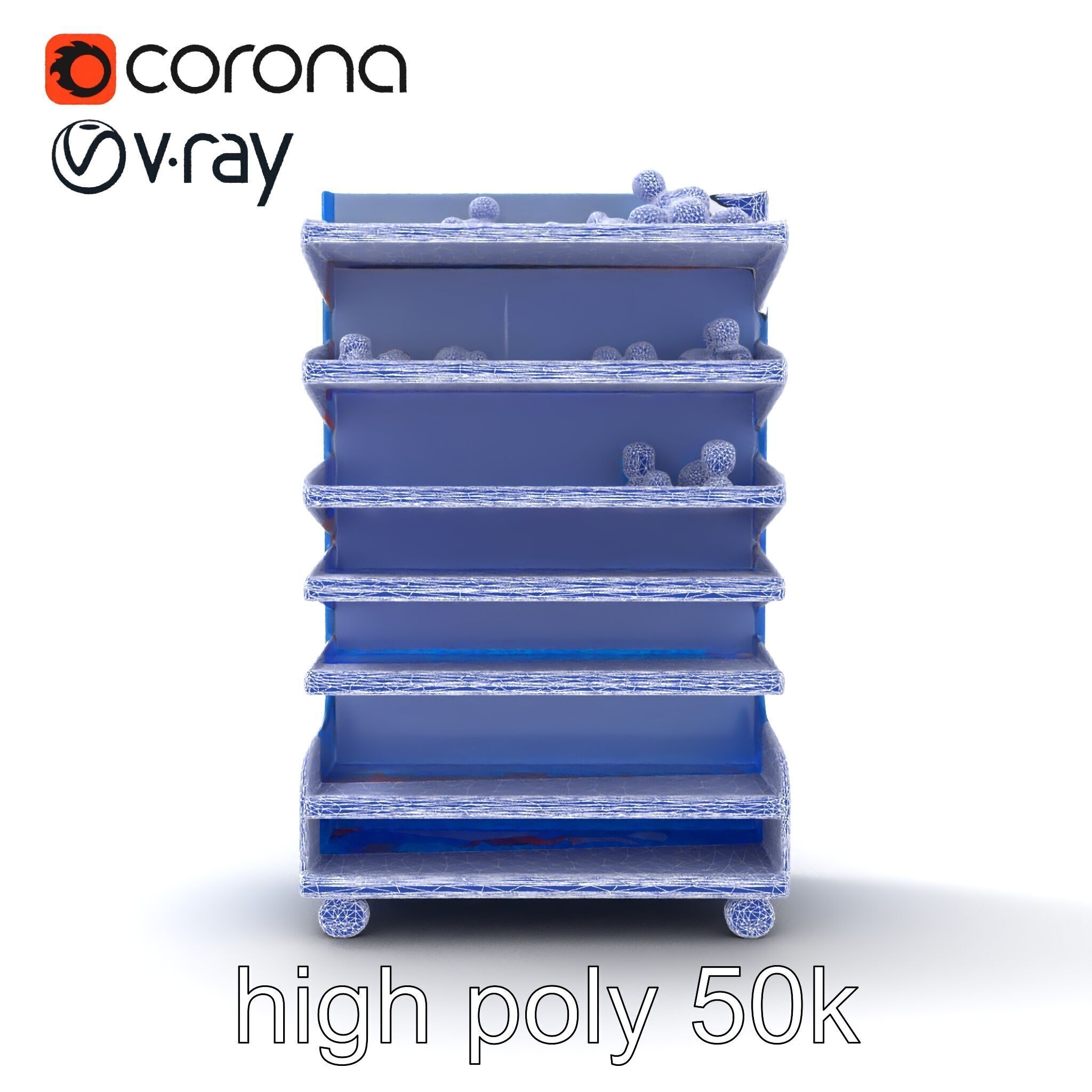 Colorful Toy Supermarket Shelf with Adjustable Sections model... Low-poly 3D model_32