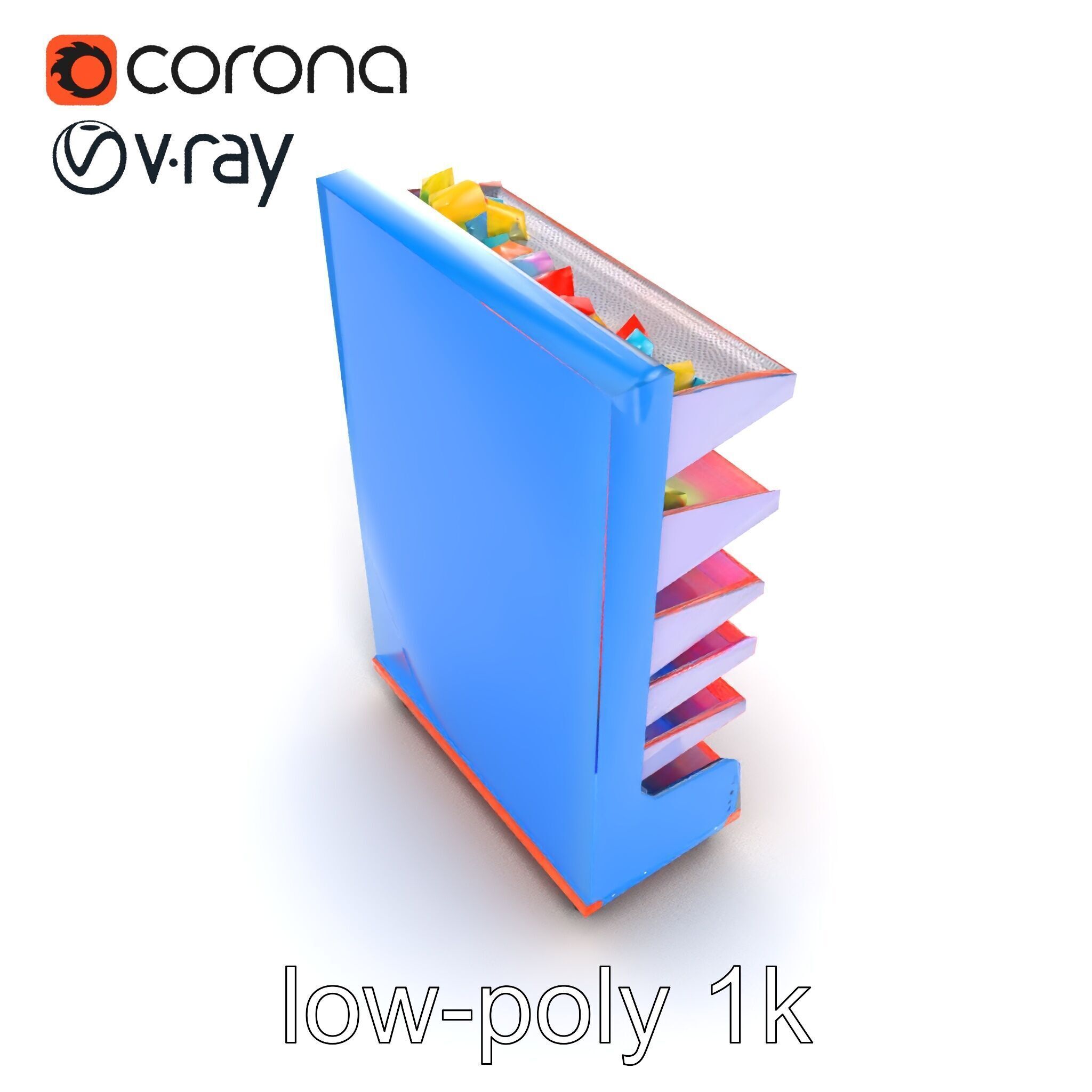 Colorful Toy Supermarket Shelf with Adjustable Sections model... Low-poly 3D model_17