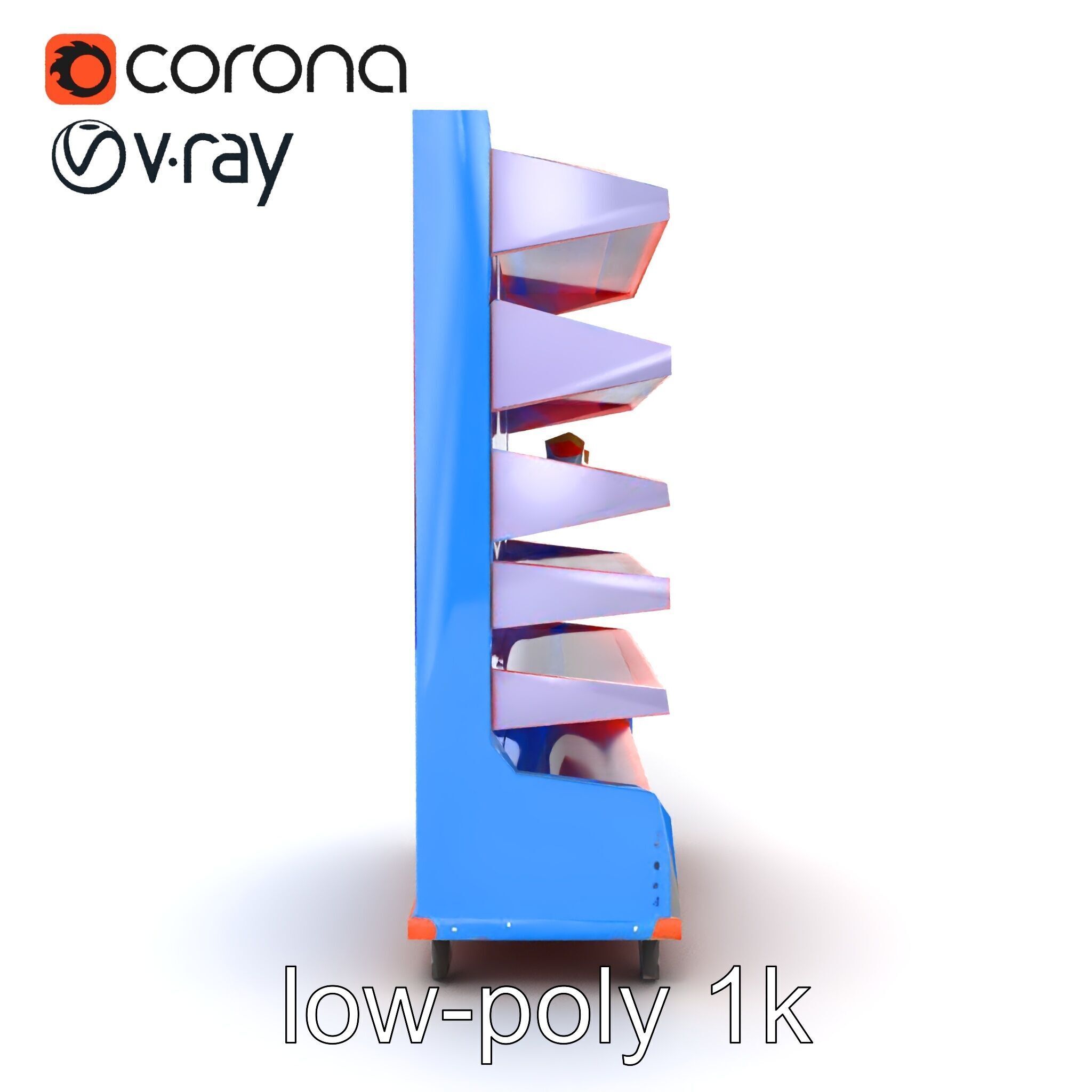 Colorful Toy Supermarket Shelf with Adjustable Sections model... Low-poly 3D model_30