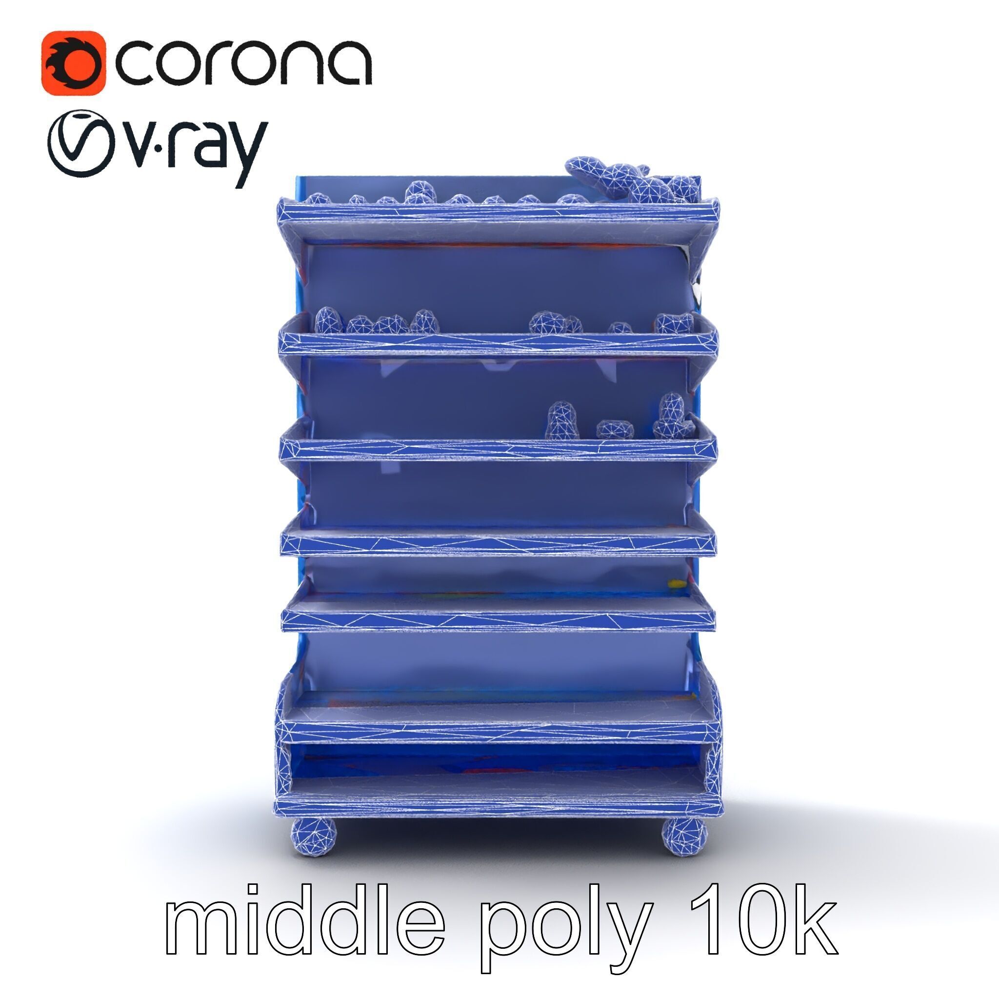 Colorful Toy Supermarket Shelf with Adjustable Sections model... Low-poly 3D model_24