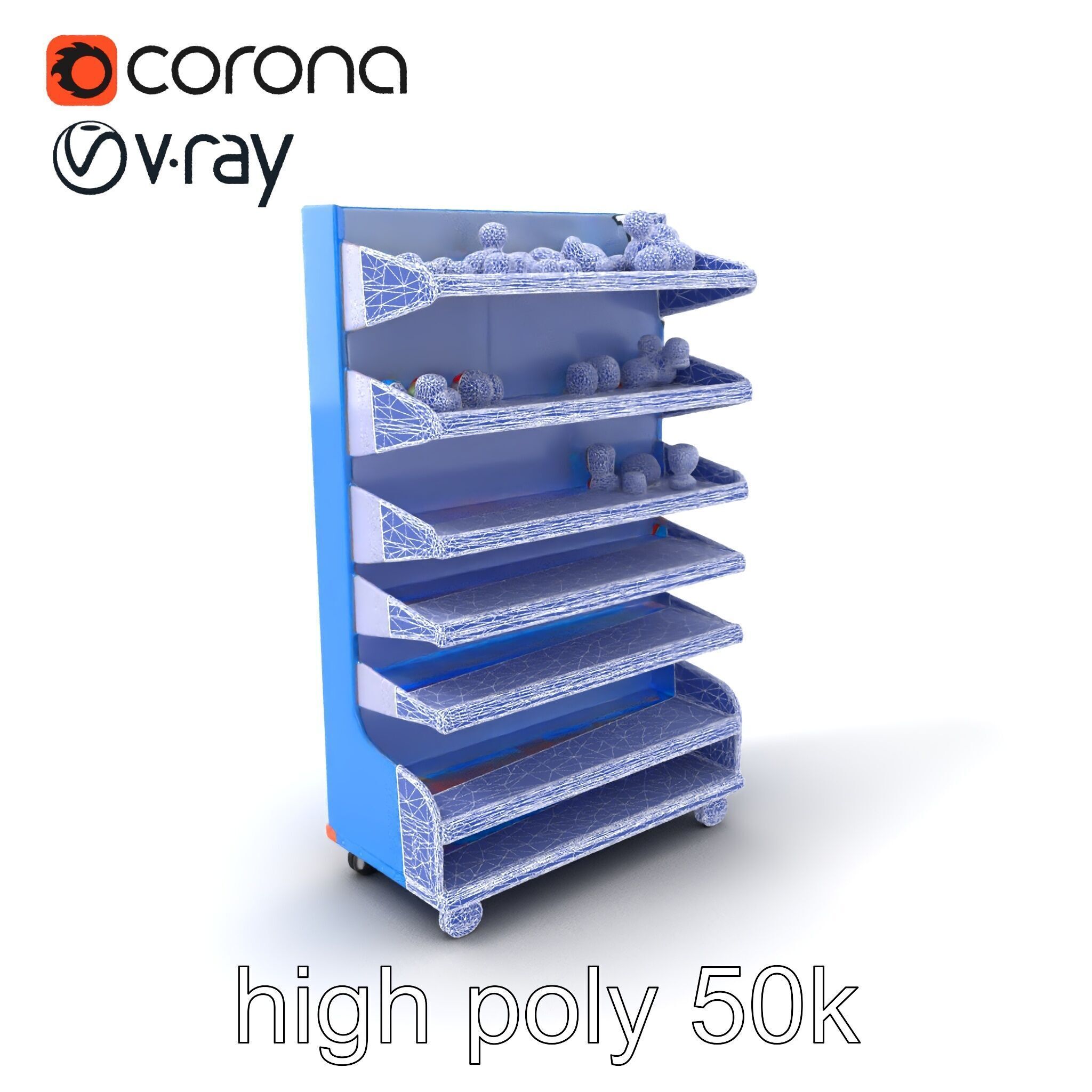Colorful Toy Supermarket Shelf with Adjustable Sections model... Low-poly 3D model_10
