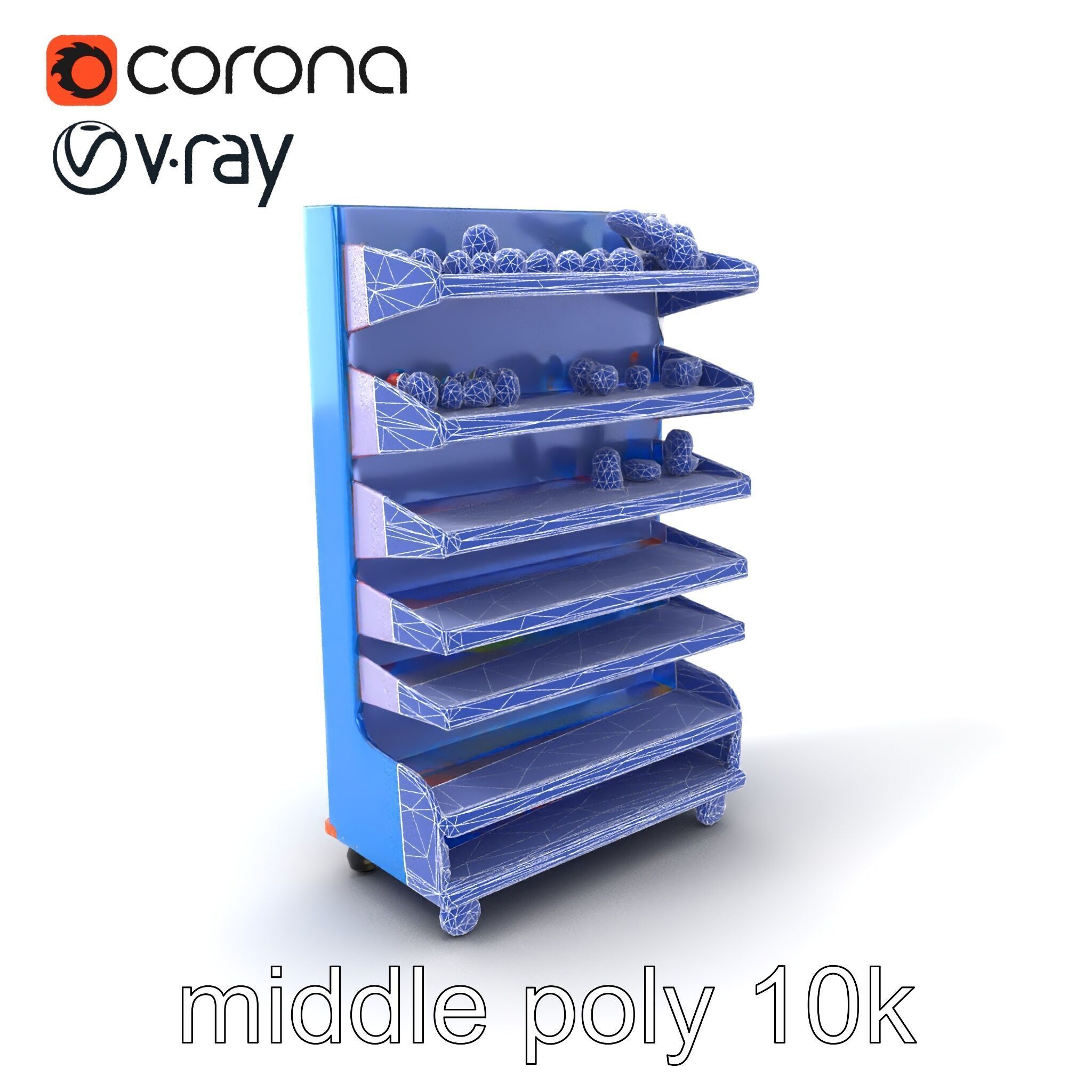 Colorful Toy Supermarket Shelf with Adjustable Sections model... Low-poly 3D model_6