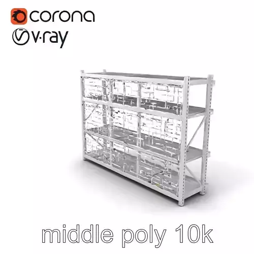 Industrial Supermarket Shelf System model pack Low-poly 3D model