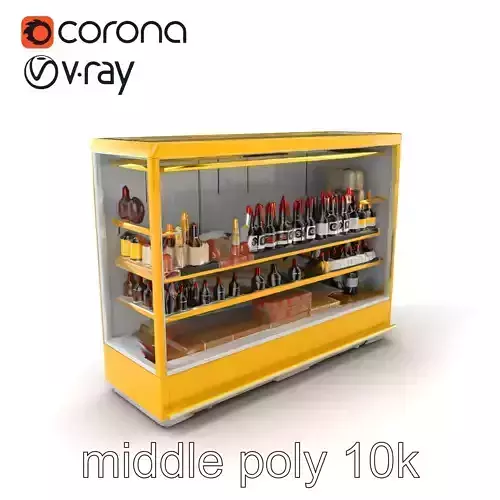 Elegant Gold Supermarket Shelf Tower model pack Low-poly 3D model