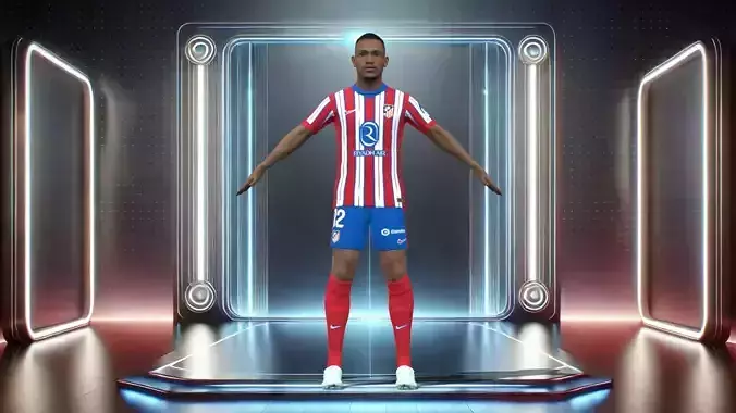 3D Rigged Samuel Lino Atletico Madrid 2025 Low-poly 3D model