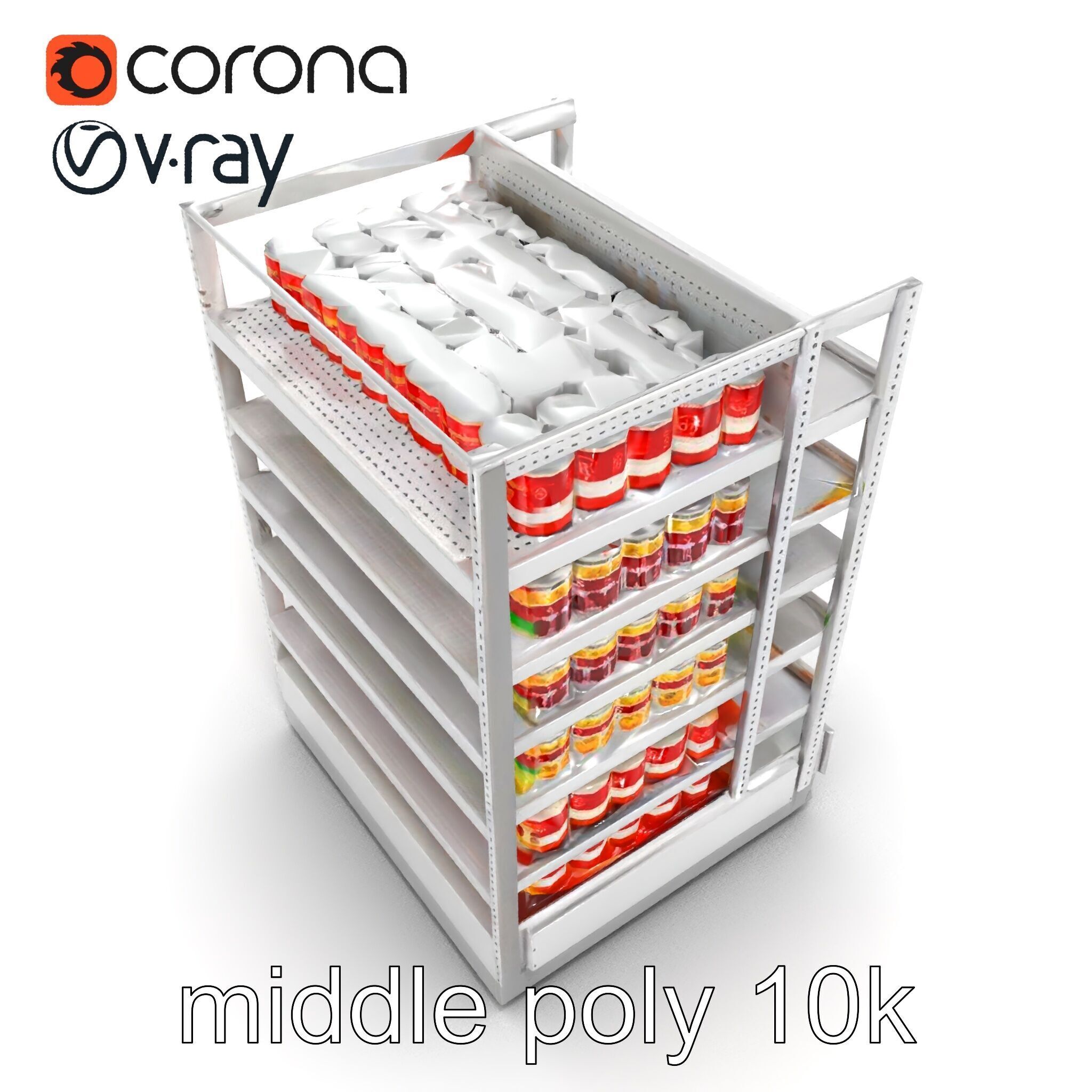 Adjustable Supermarket Shelf Display model pack Low-poly 3D model_13