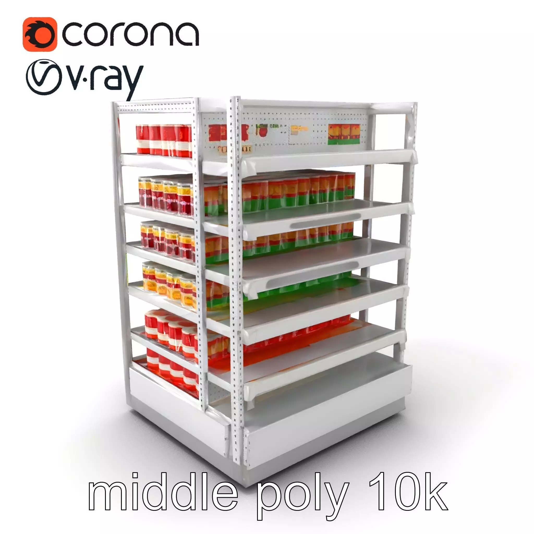 Adjustable Supermarket Shelf Display model pack Low-poly 3D model_0