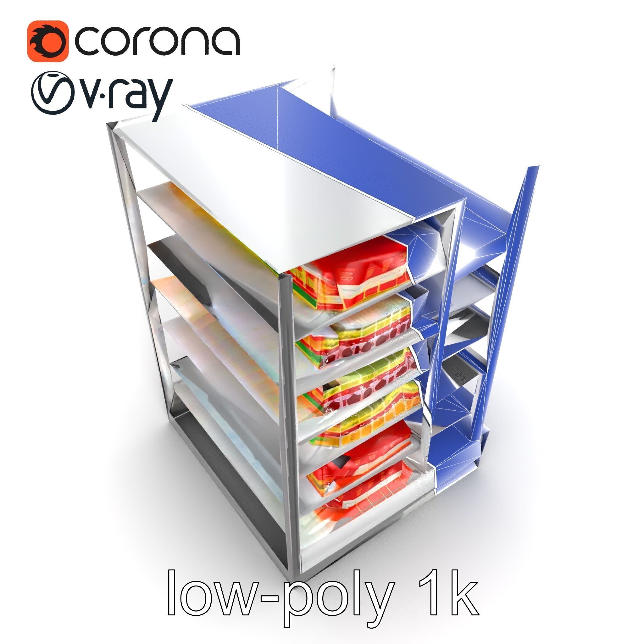Adjustable Supermarket Shelf Display model pack Low-poly 3D model_27