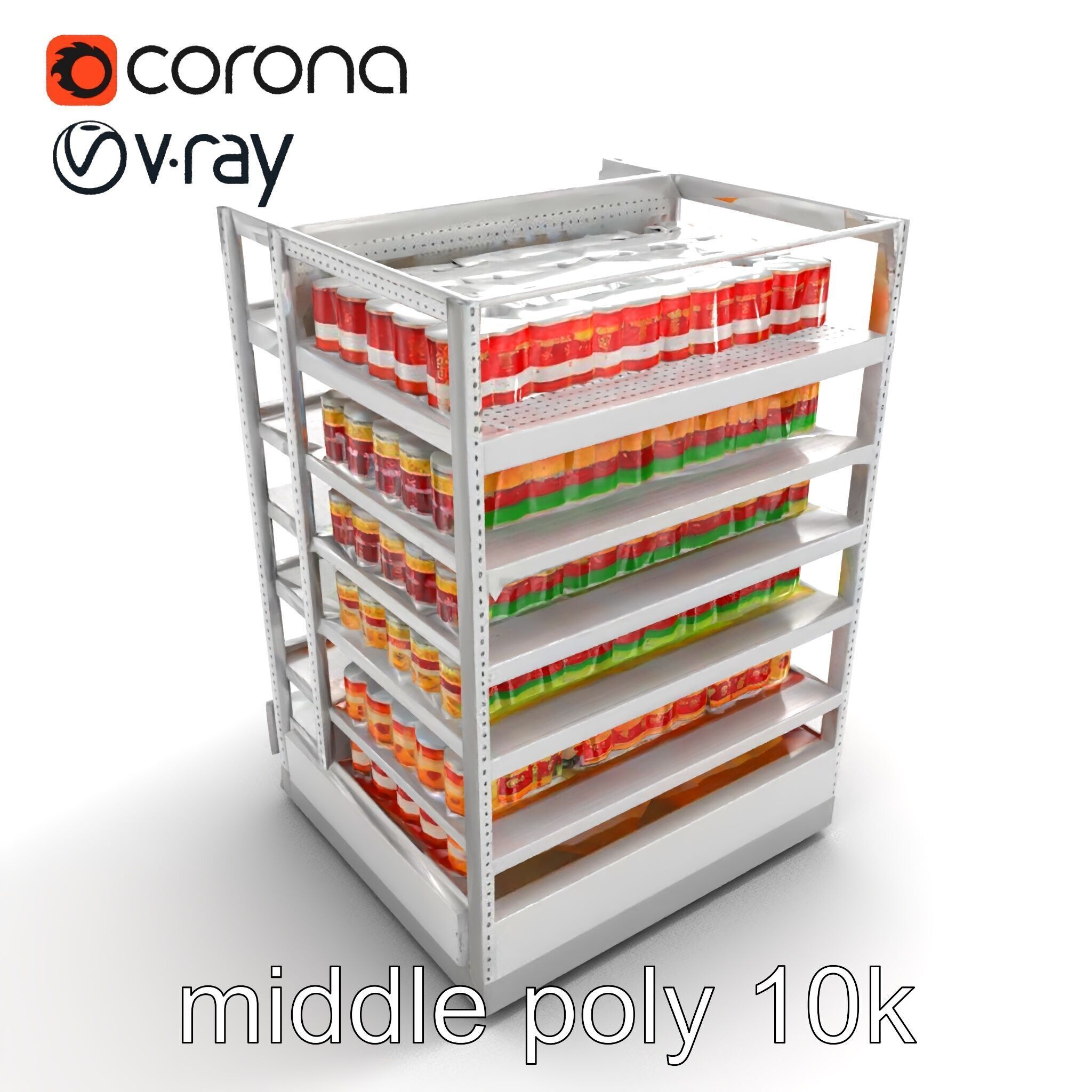 Adjustable Supermarket Shelf Display model pack Low-poly 3D model_8