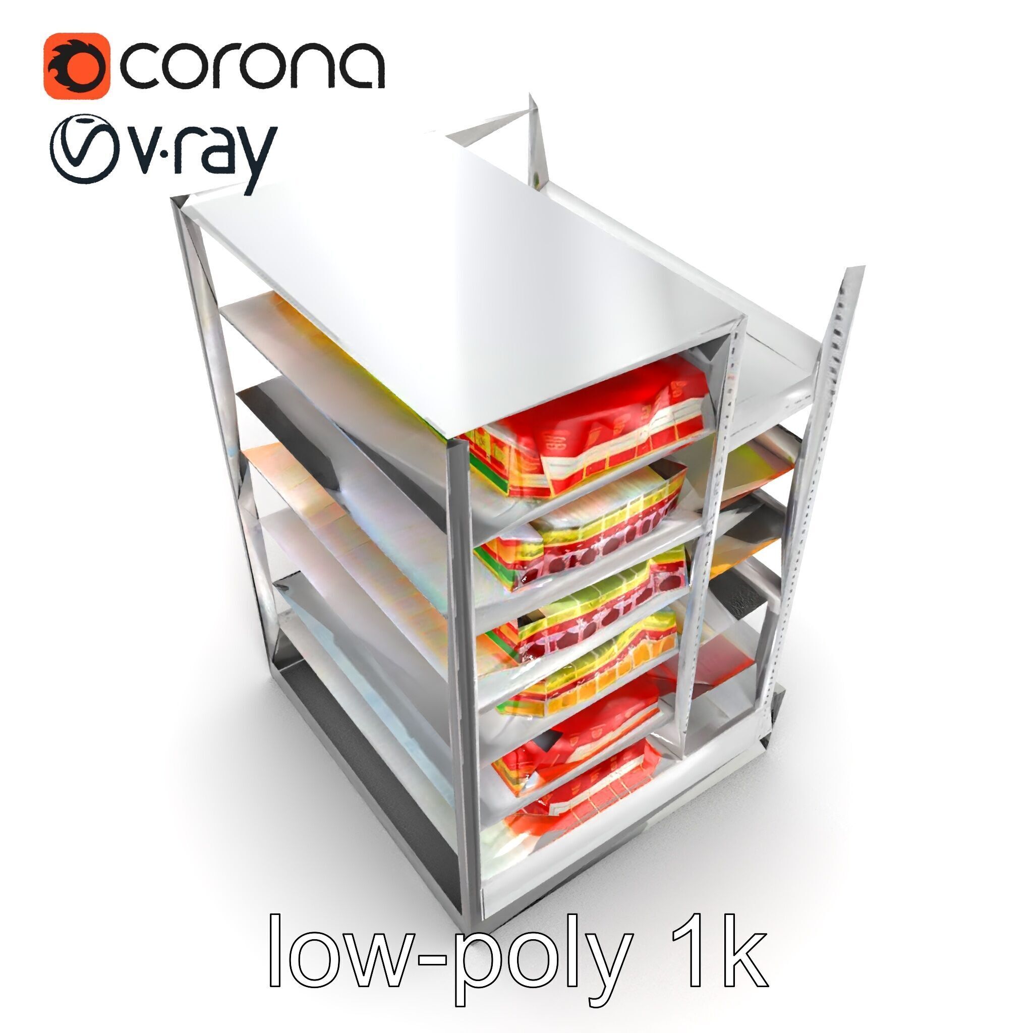 Adjustable Supermarket Shelf Display model pack Low-poly 3D model_19