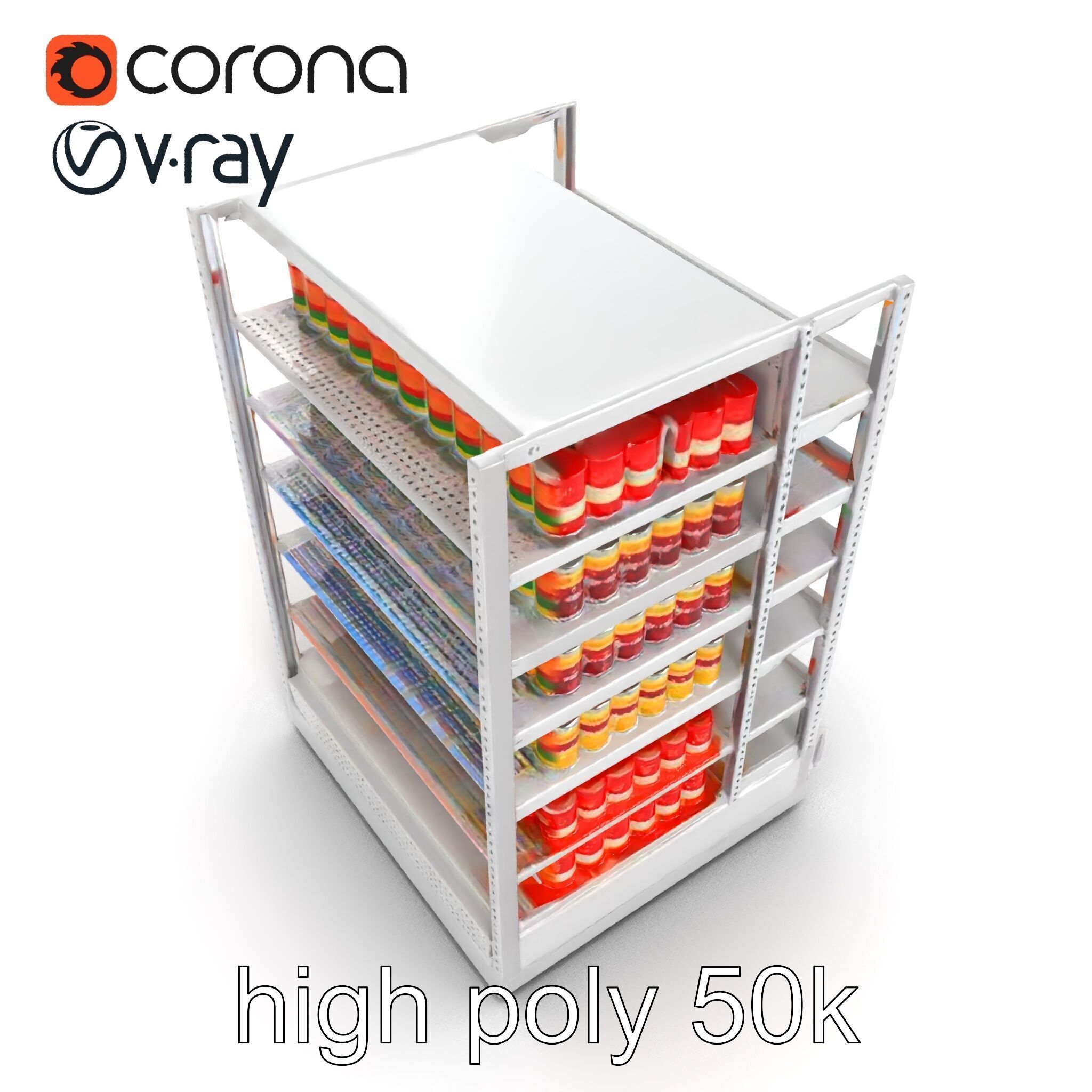 Adjustable Supermarket Shelf Display model pack Low-poly 3D model_29
