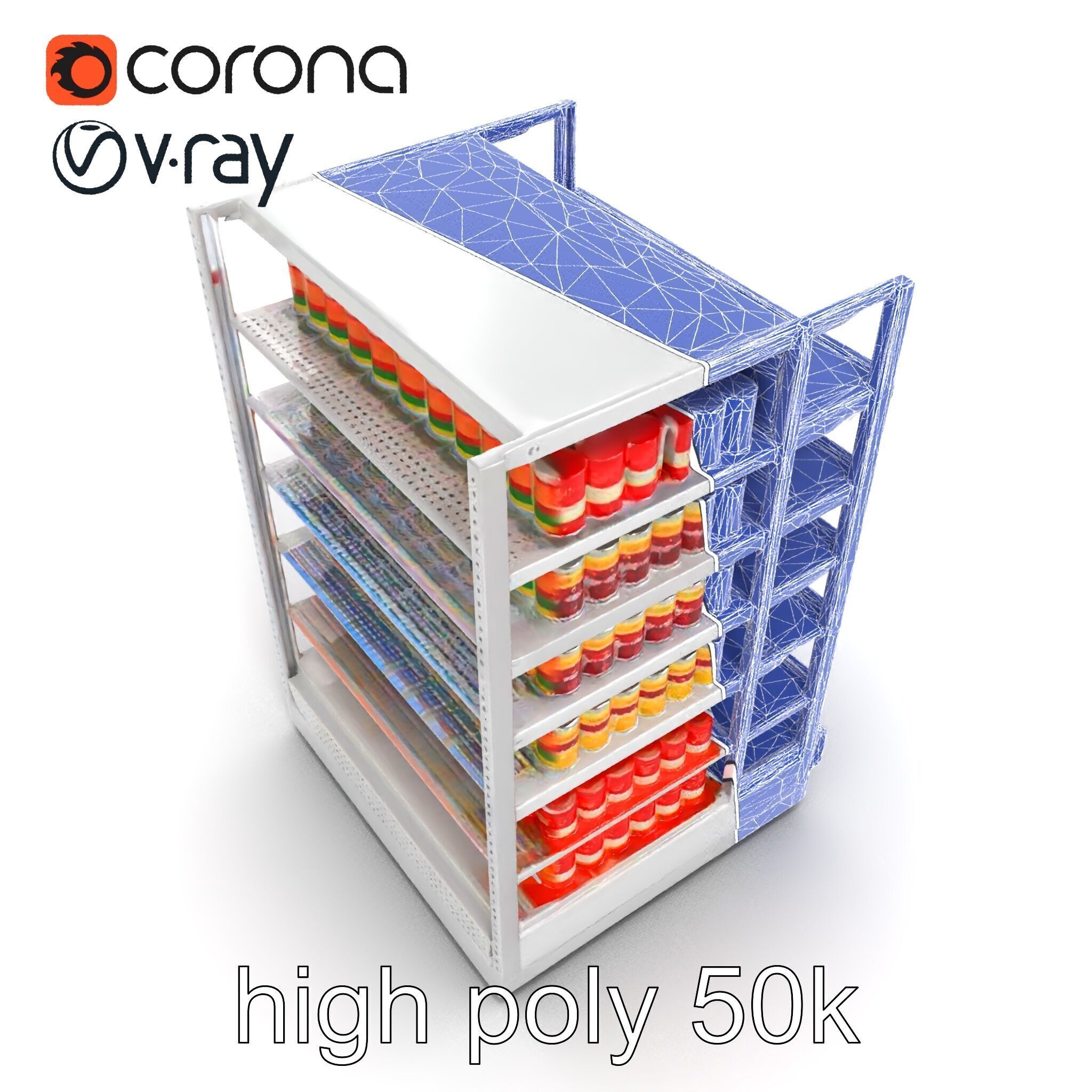 Adjustable Supermarket Shelf Display model pack Low-poly 3D model_24