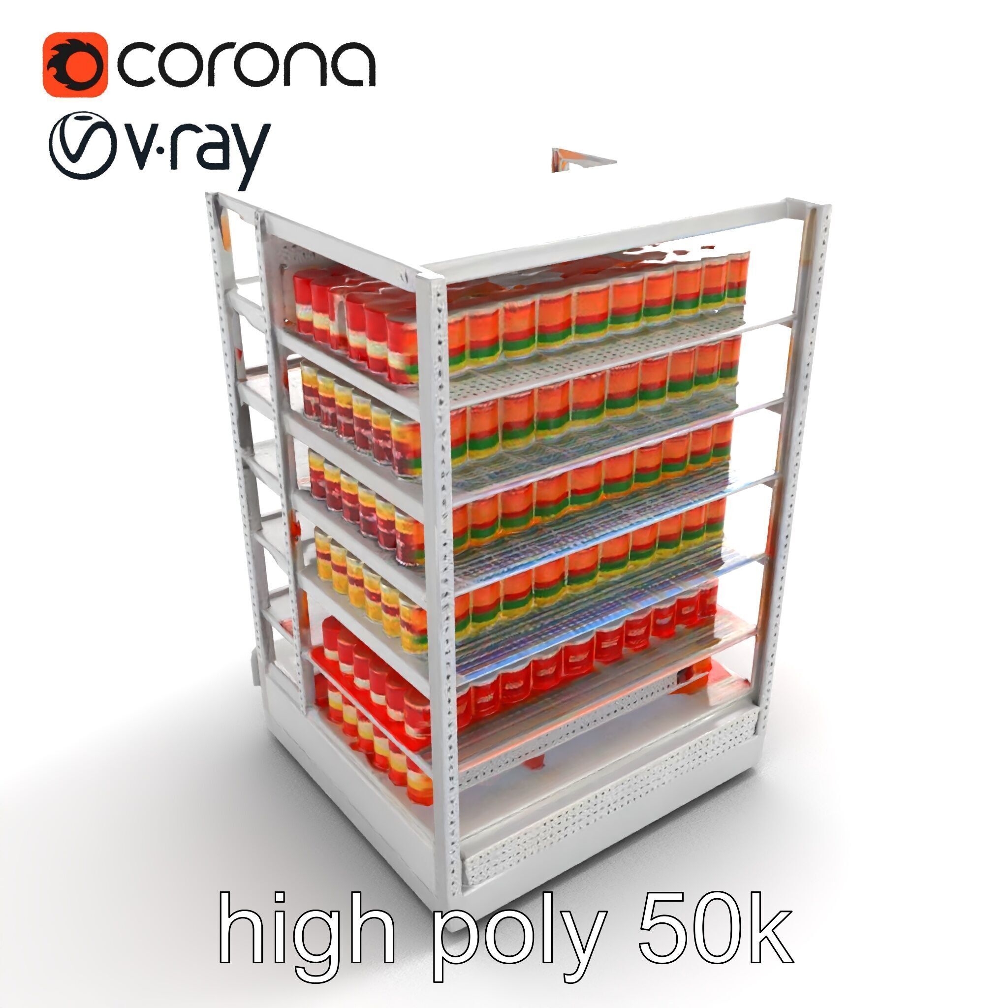 Adjustable Supermarket Shelf Display model pack Low-poly 3D model_16