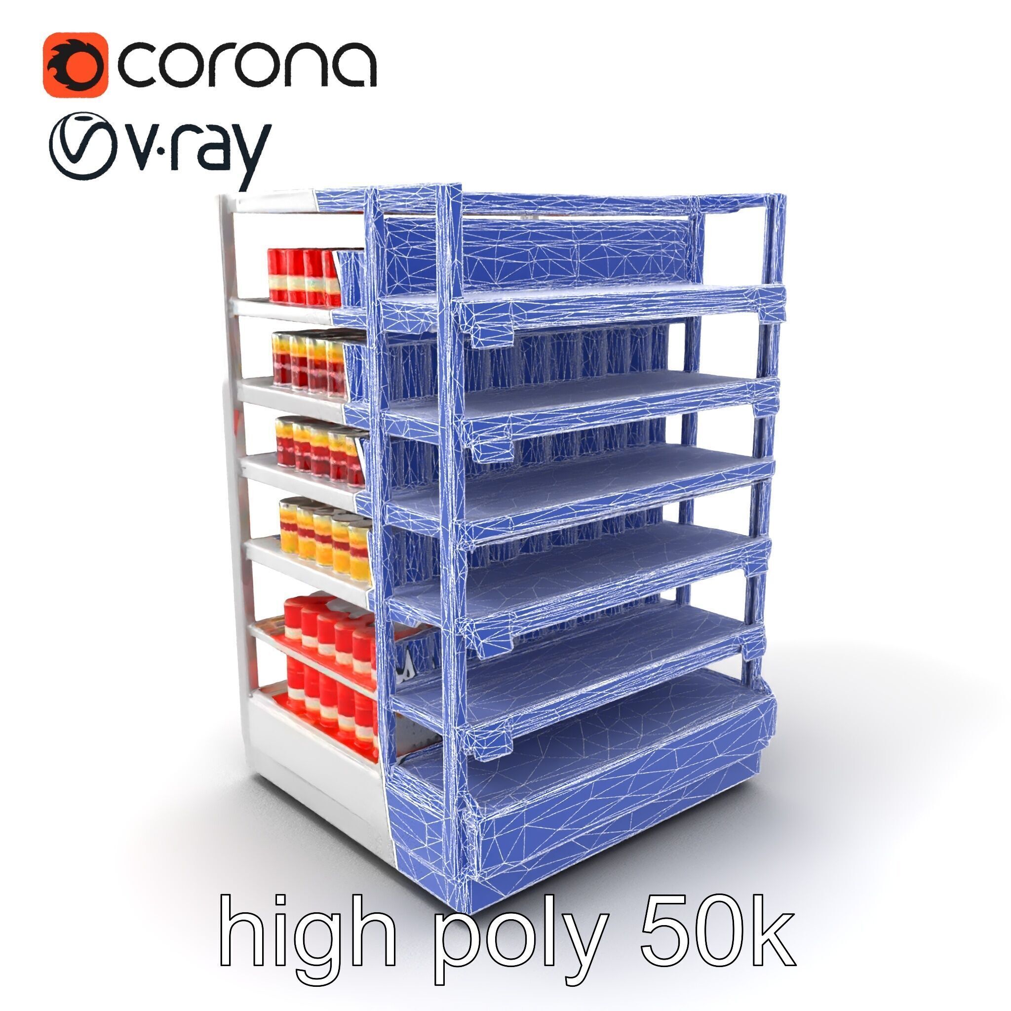 Adjustable Supermarket Shelf Display model pack Low-poly 3D model_10