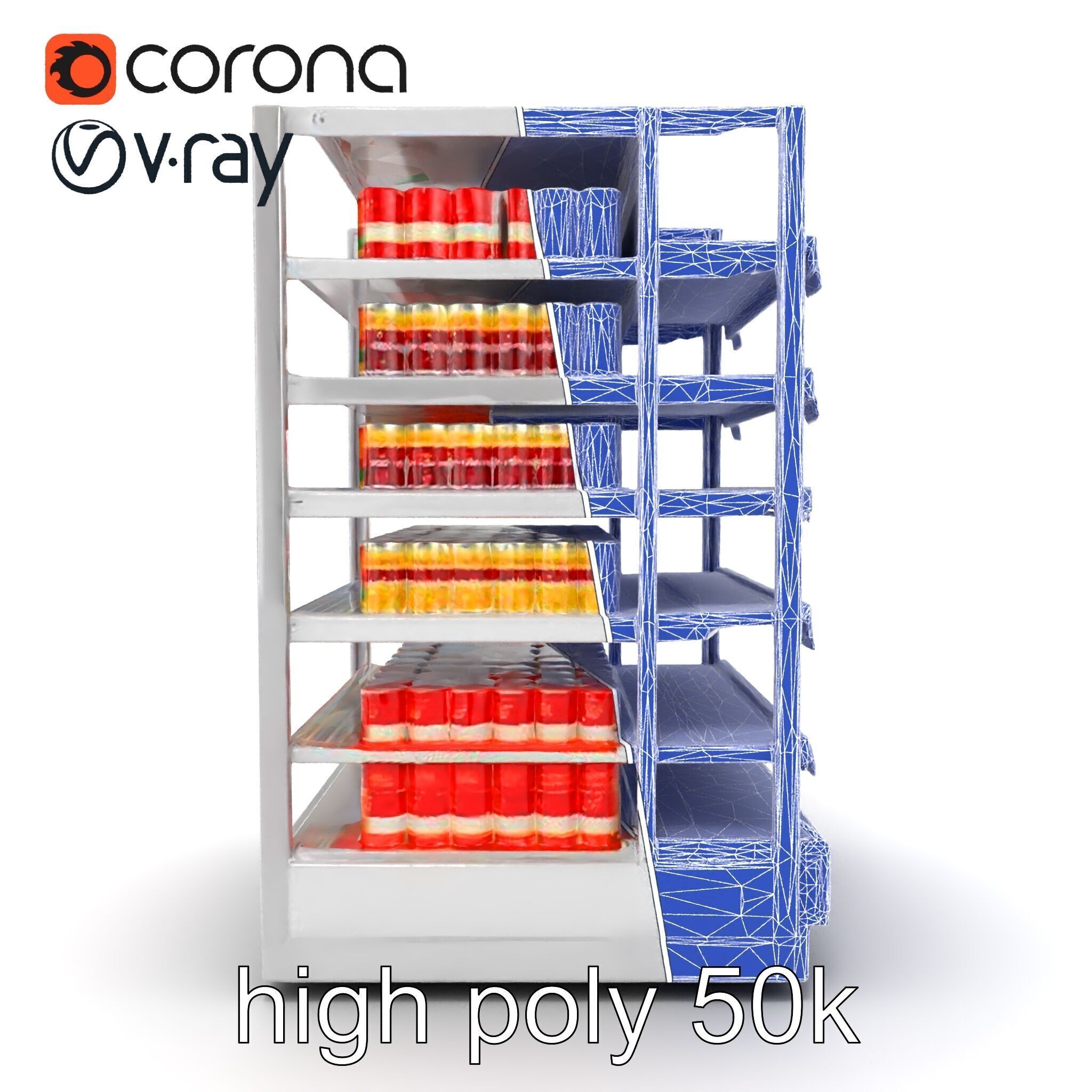 Adjustable Supermarket Shelf Display model pack Low-poly 3D model_32