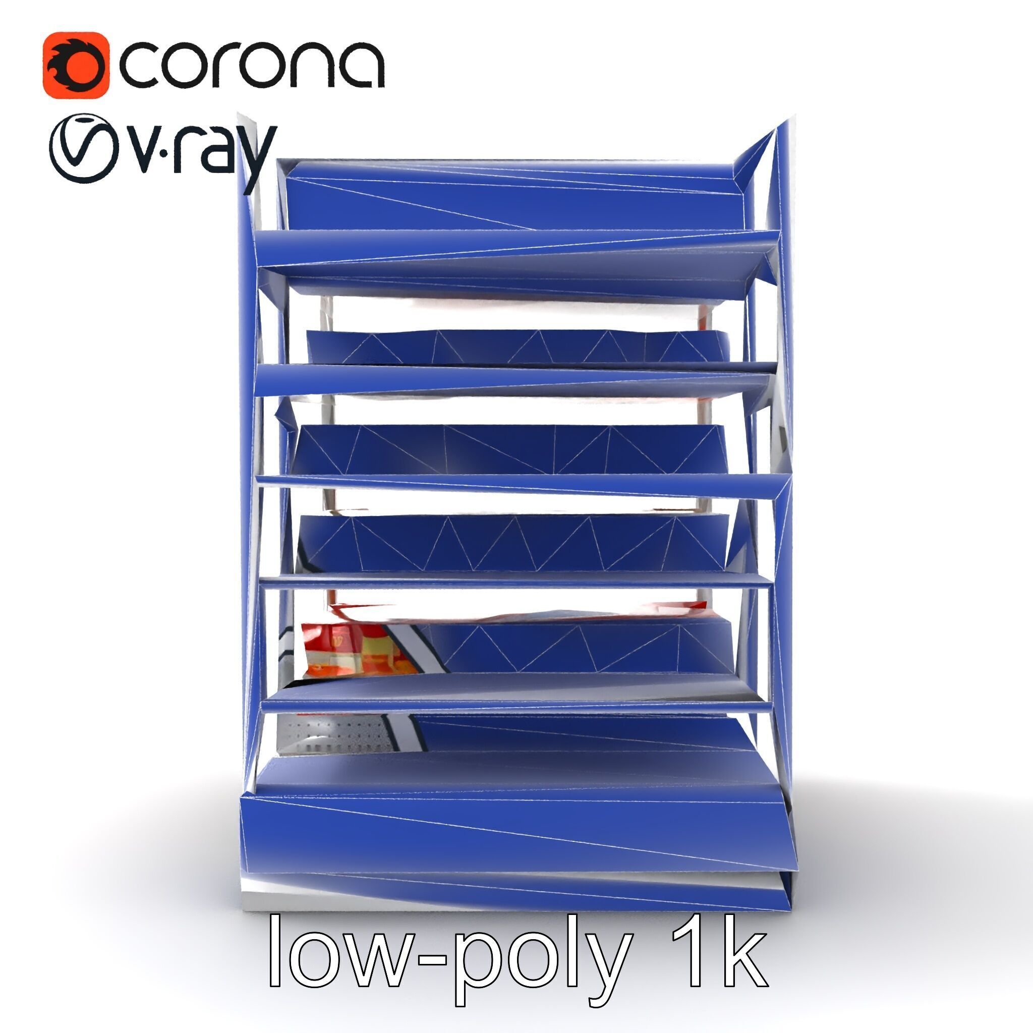 Adjustable Supermarket Shelf Display model pack Low-poly 3D model_20