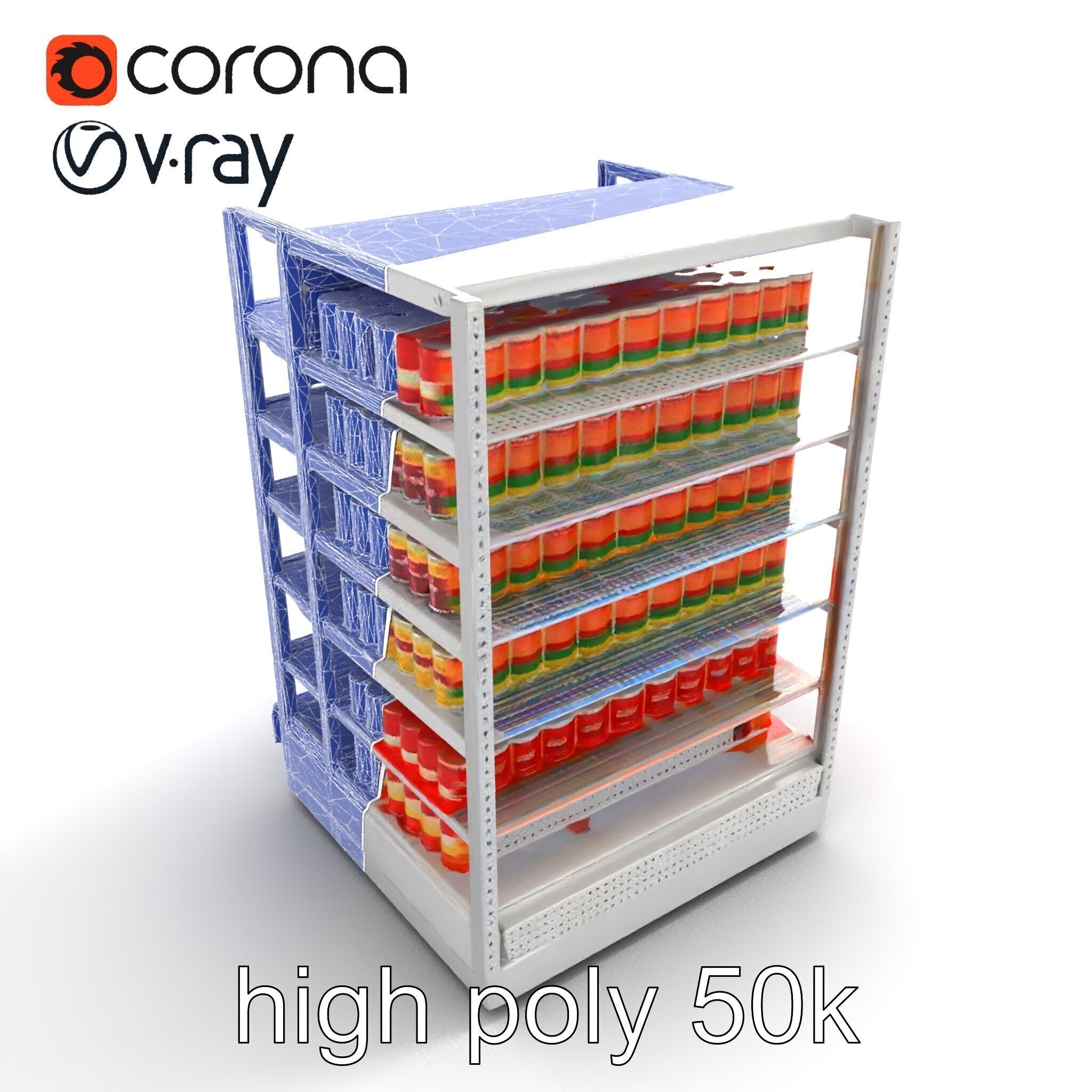 Adjustable Supermarket Shelf Display model pack Low-poly 3D model_21