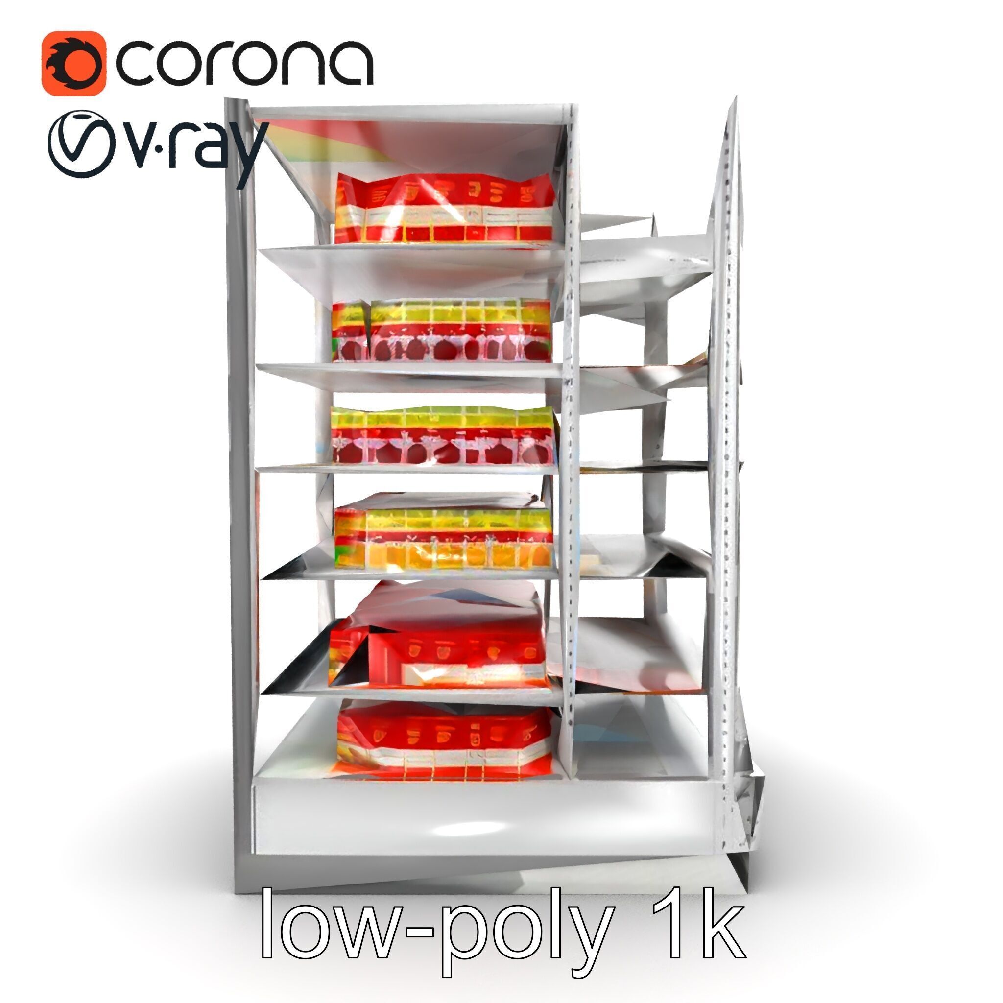 Adjustable Supermarket Shelf Display model pack Low-poly 3D model_25