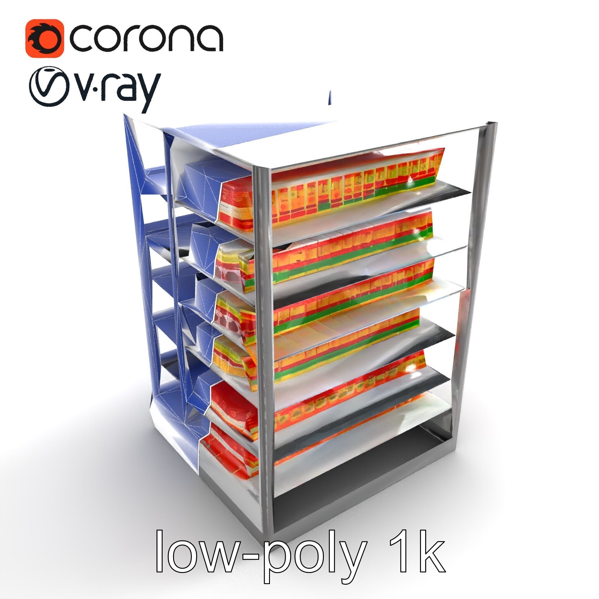 Adjustable Supermarket Shelf Display model pack Low-poly 3D model_14