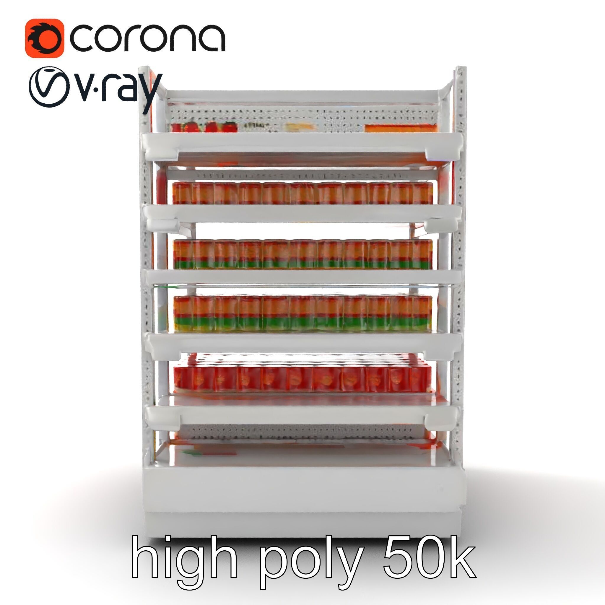 Adjustable Supermarket Shelf Display model pack Low-poly 3D model_30