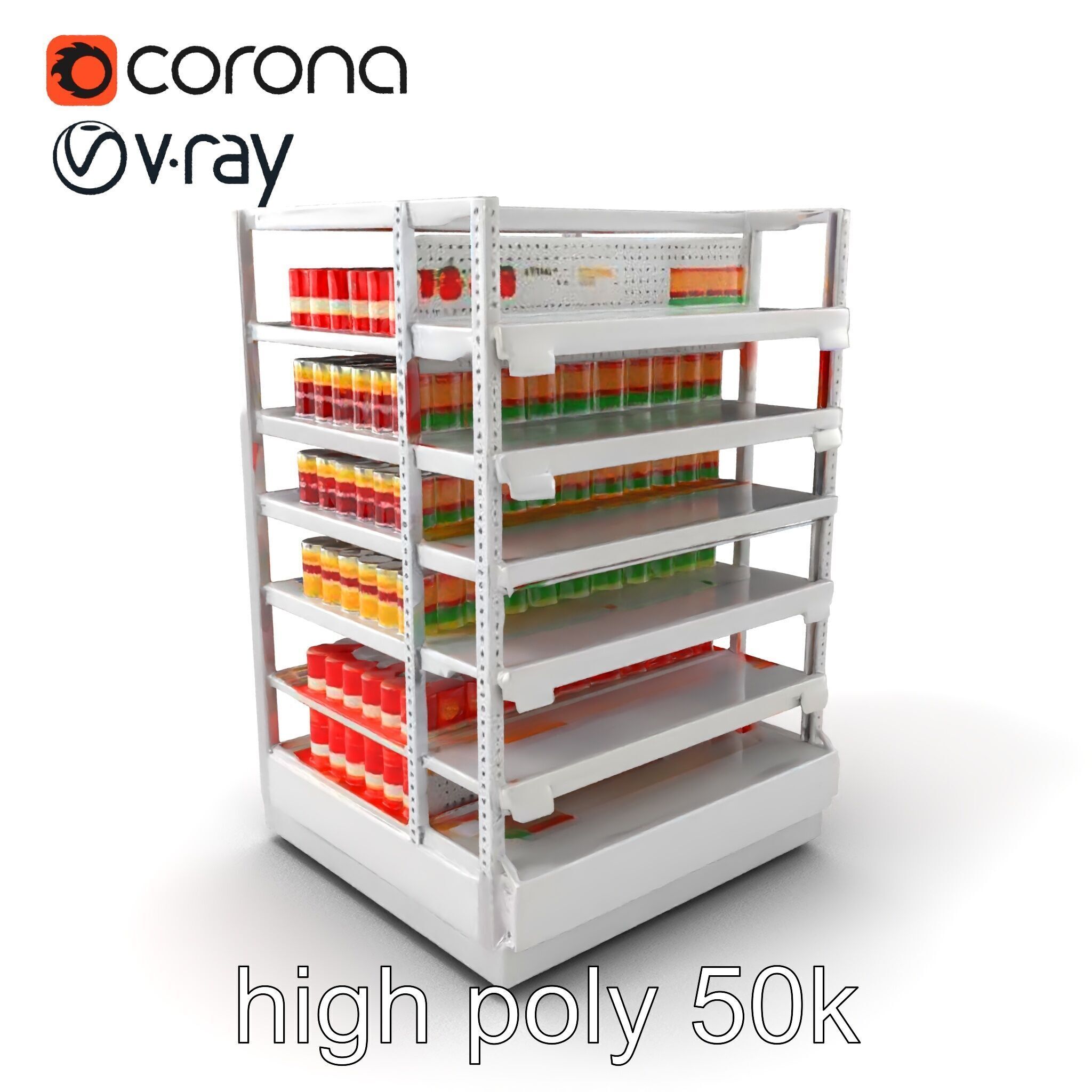 Adjustable Supermarket Shelf Display model pack Low-poly 3D model_2