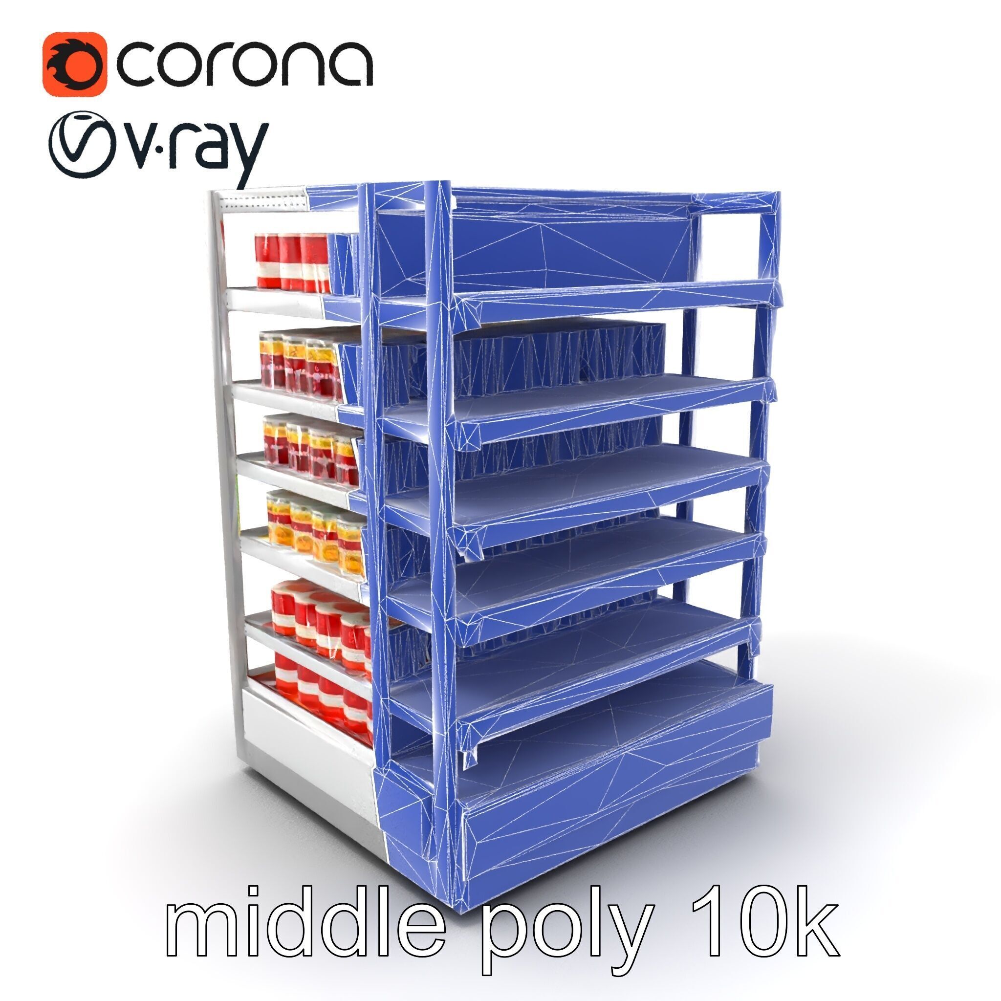 Adjustable Supermarket Shelf Display model pack Low-poly 3D model_6