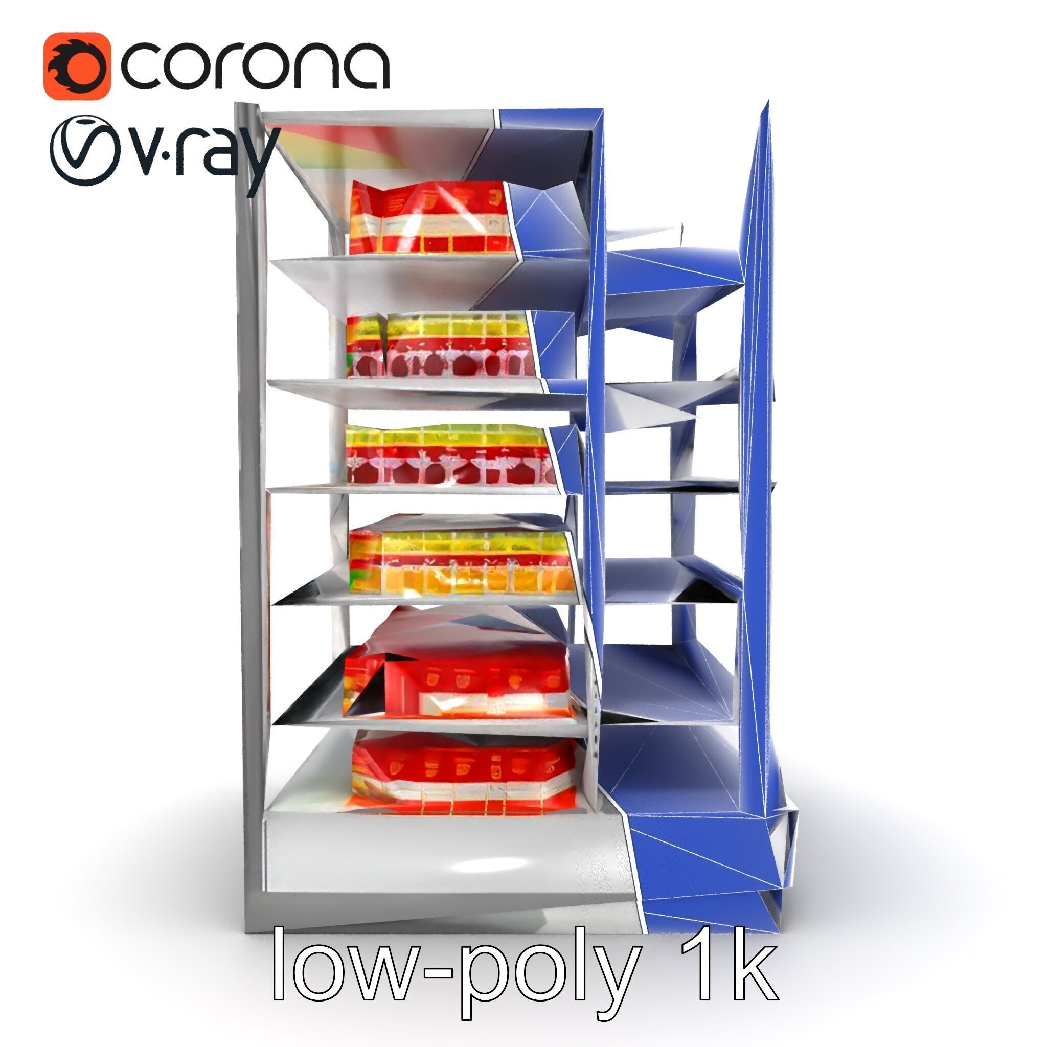 Adjustable Supermarket Shelf Display model pack Low-poly 3D model_17