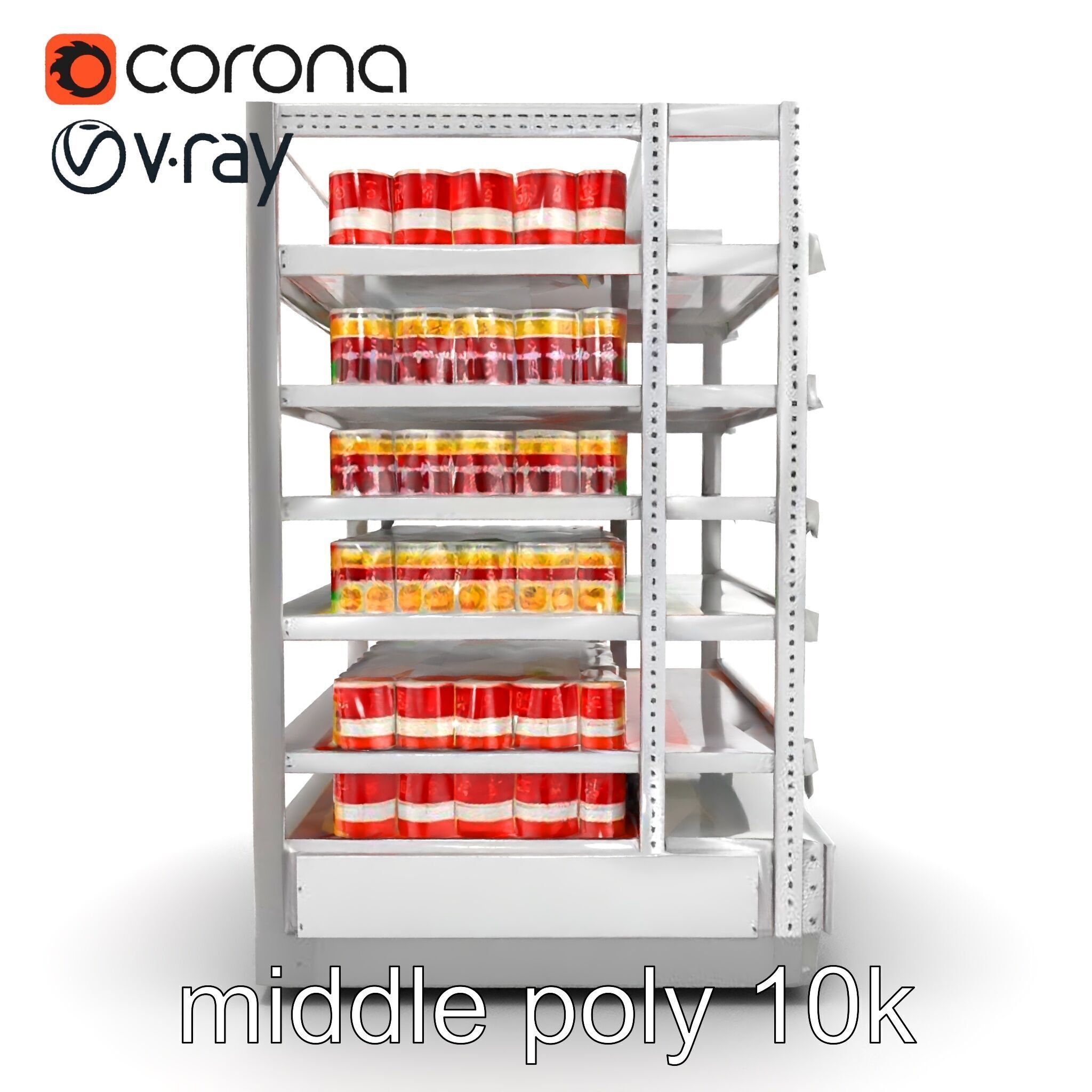 Adjustable Supermarket Shelf Display model pack Low-poly 3D model_28