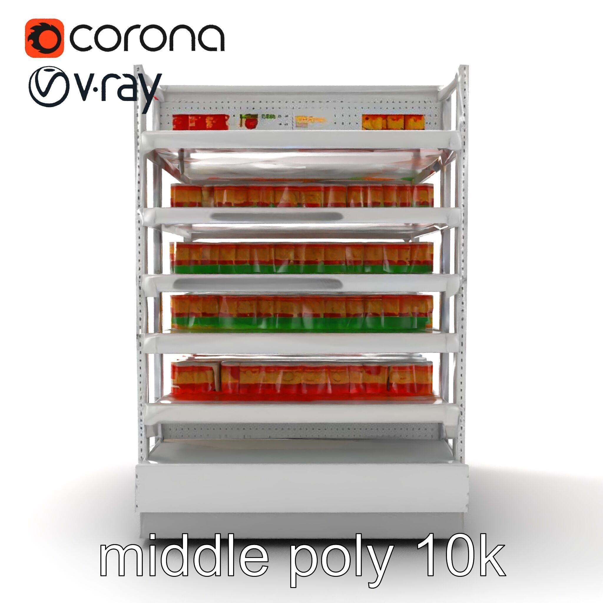 Adjustable Supermarket Shelf Display model pack Low-poly 3D model_26