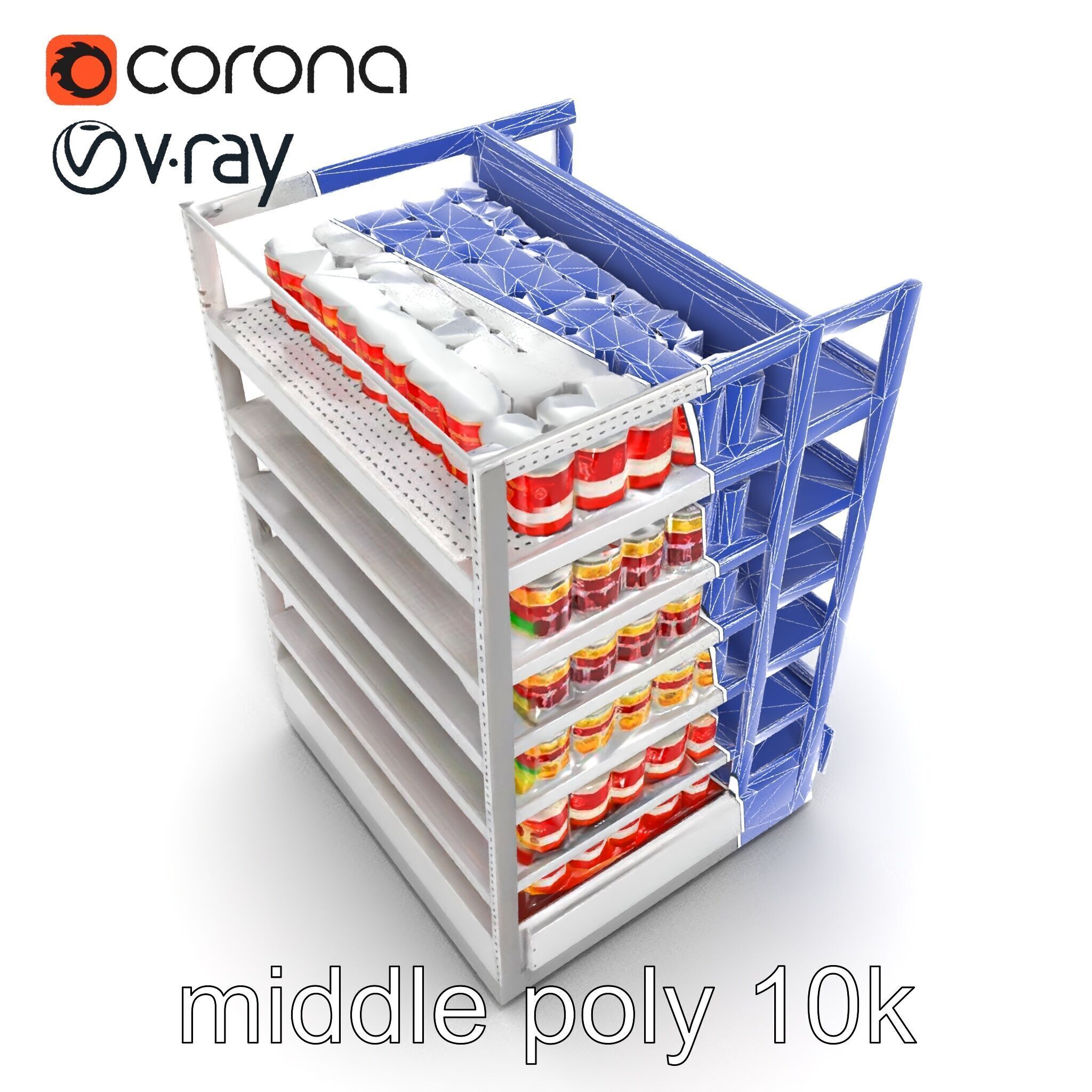Adjustable Supermarket Shelf Display model pack Low-poly 3D model_23