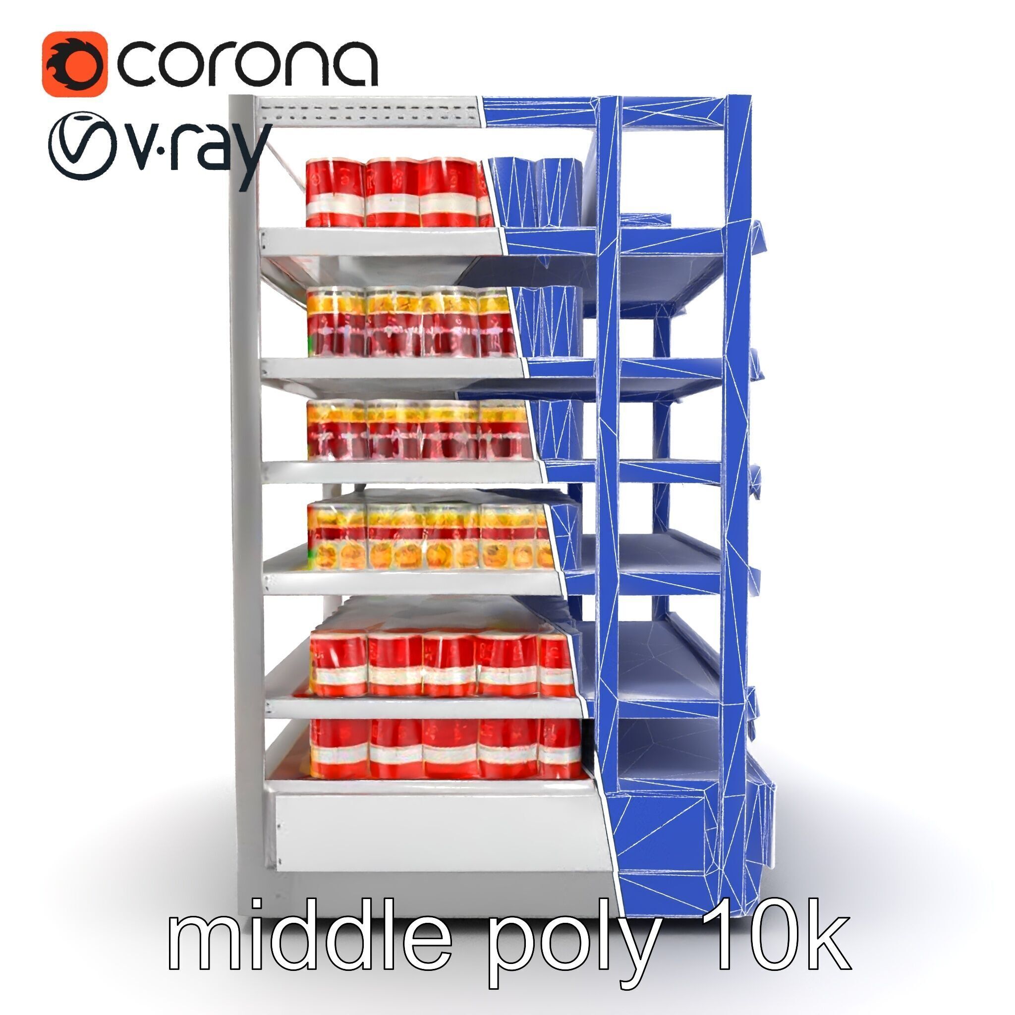 Adjustable Supermarket Shelf Display model pack Low-poly 3D model_12