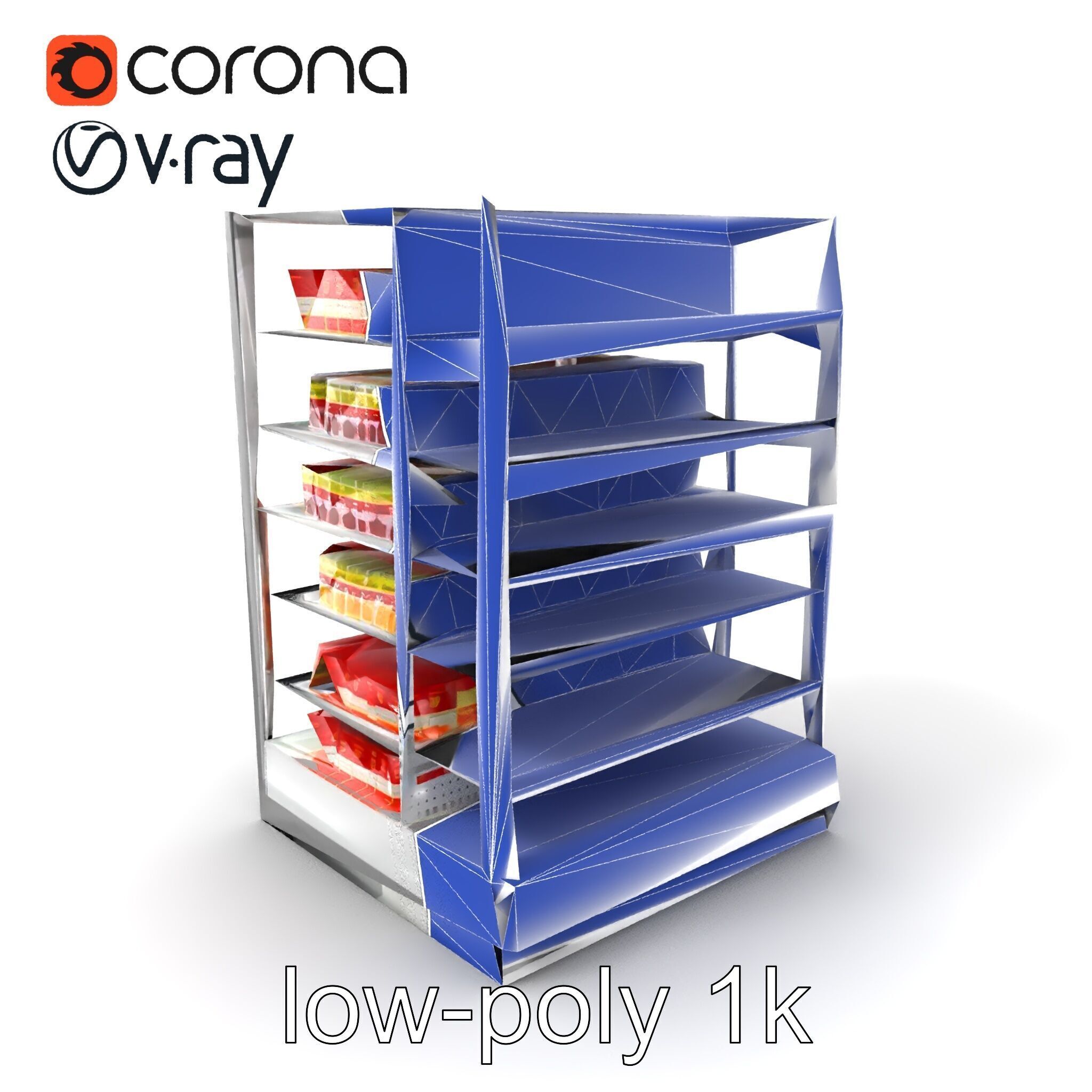 Adjustable Supermarket Shelf Display model pack Low-poly 3D model_7