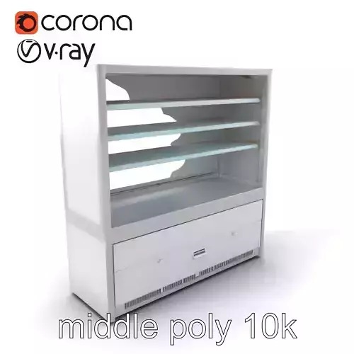 Minimalist Supermarket Shelf Stainless Steel model pack Low-poly 3D model