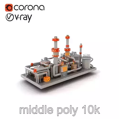 Industrial Oil Refinery Modular Kitbash model pack Low-poly 3D model