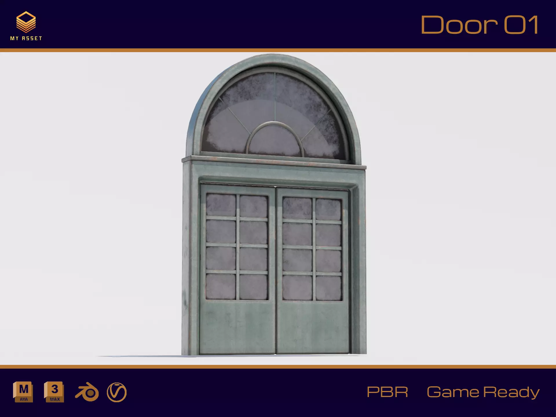 Door 01 Low-poly 3D model_0