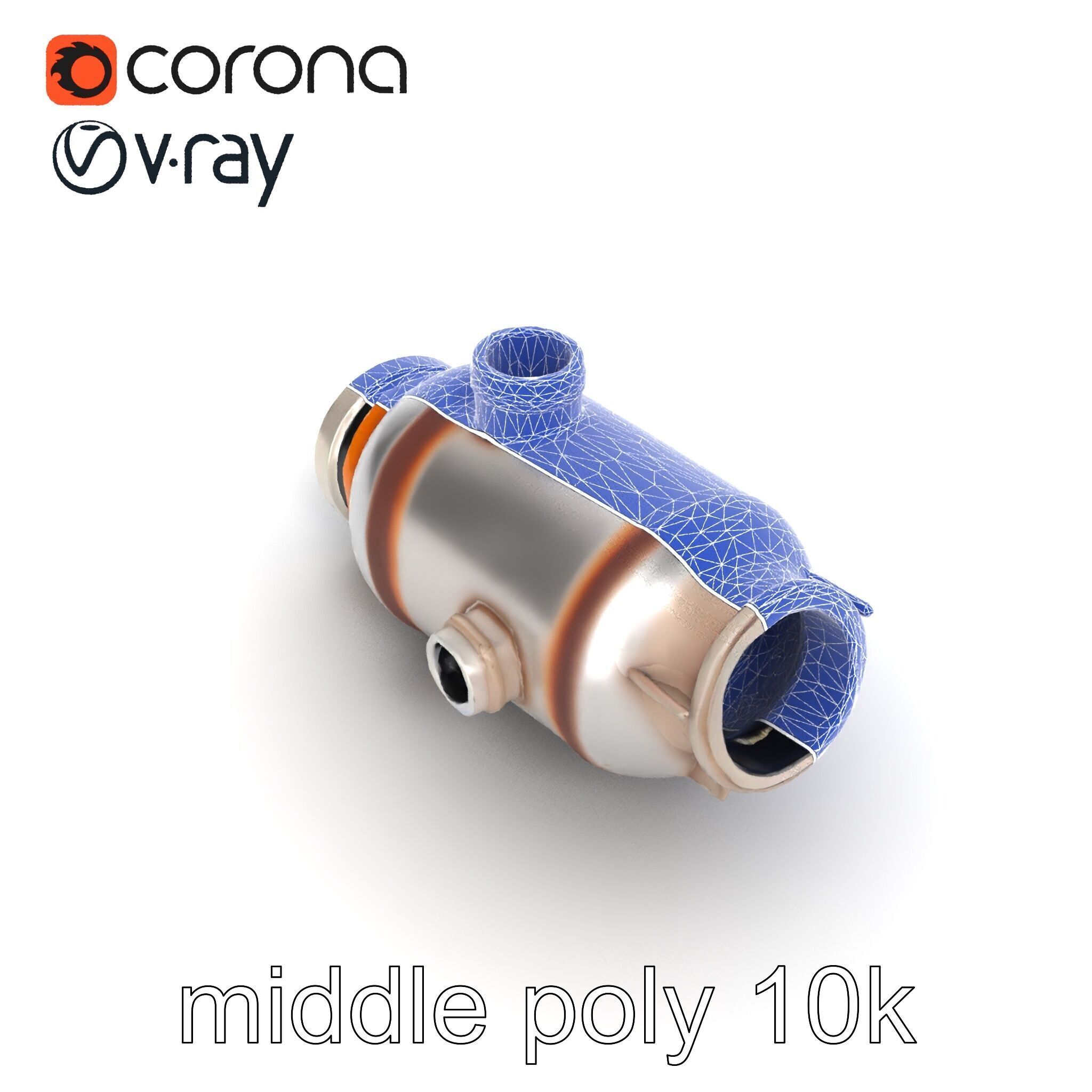 Advanced Catalytic Converter Cylindrical Model Pack Low-poly 3D model_12