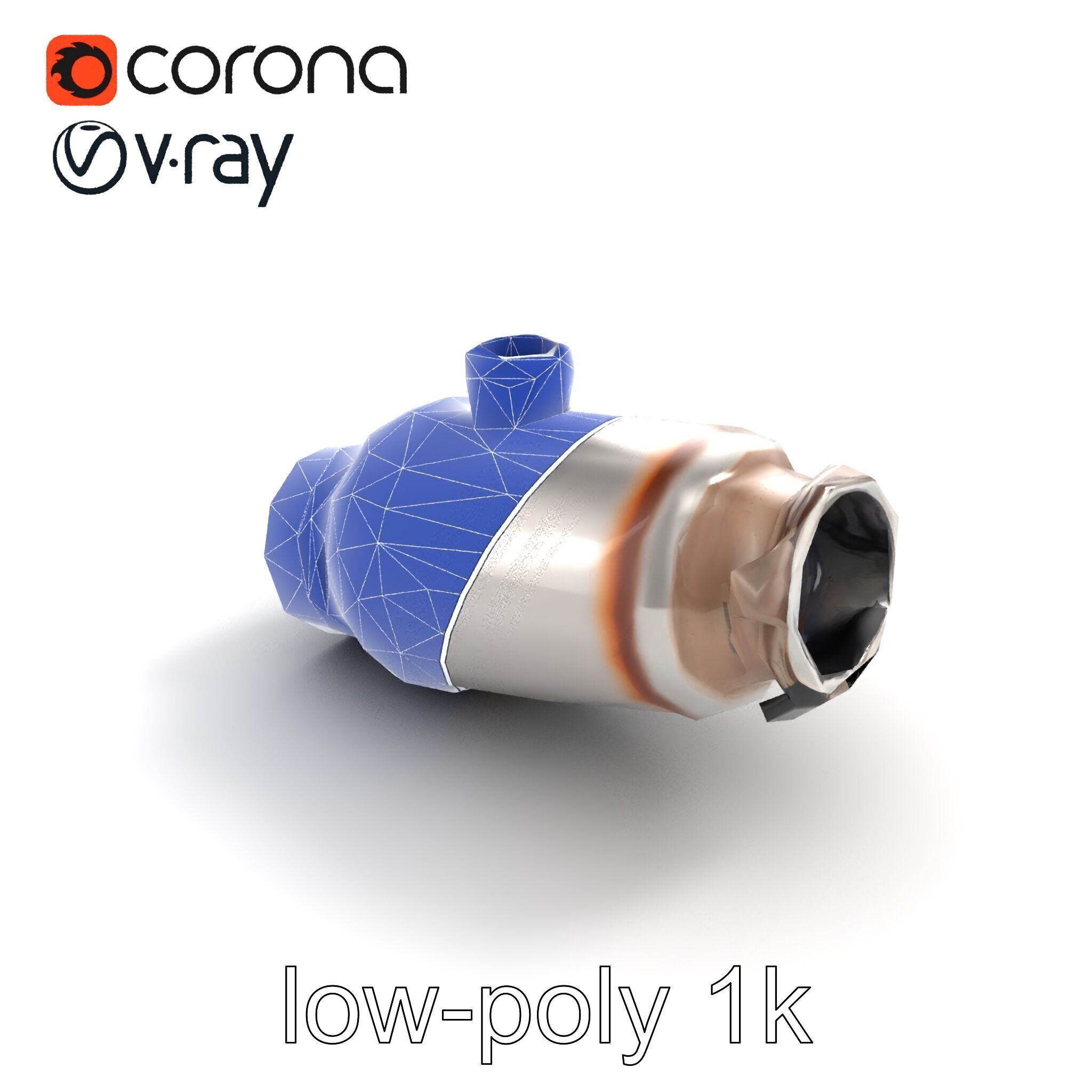 Advanced Catalytic Converter Cylindrical Model Pack Low-poly 3D model_30