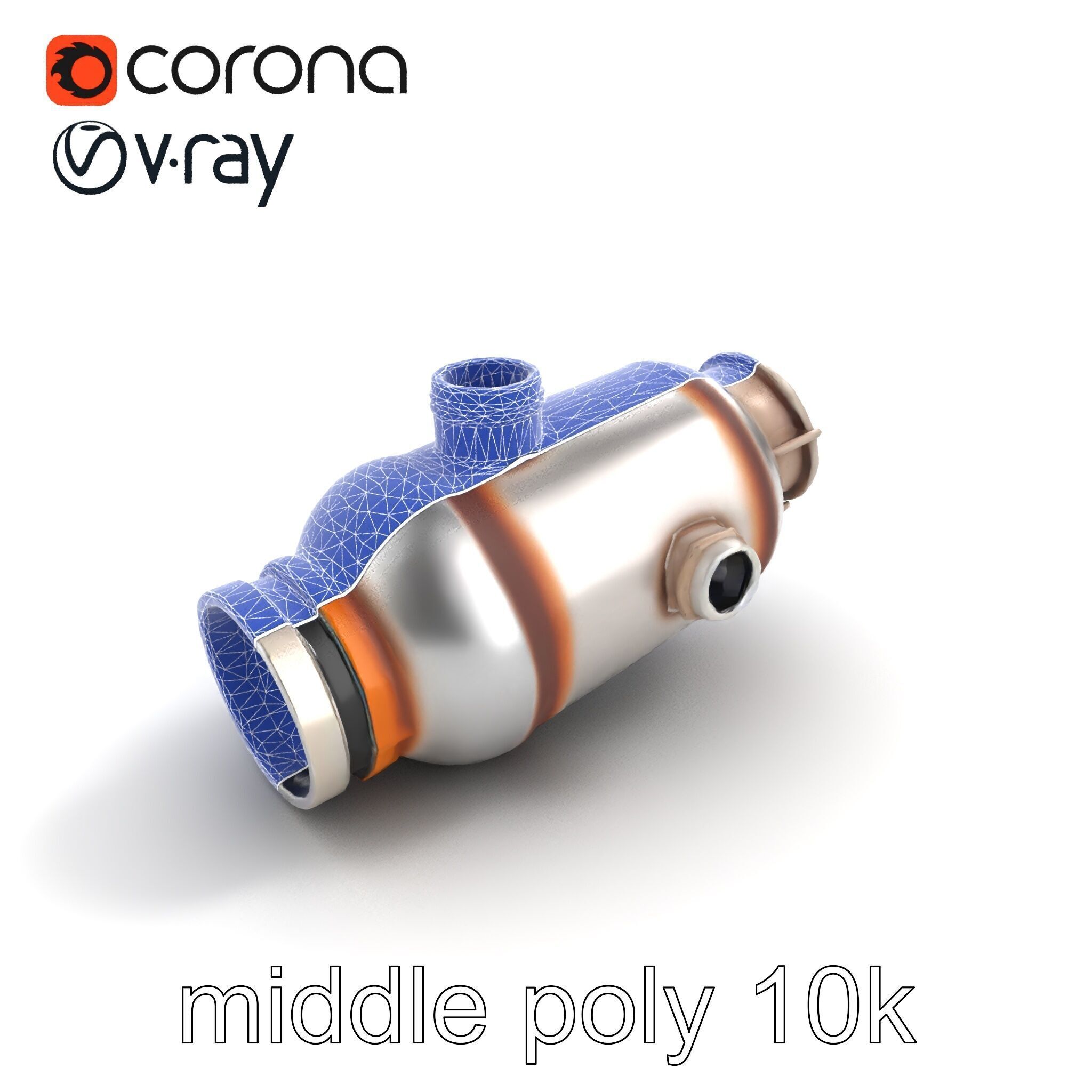 Advanced Catalytic Converter Cylindrical Model Pack Low-poly 3D model_11