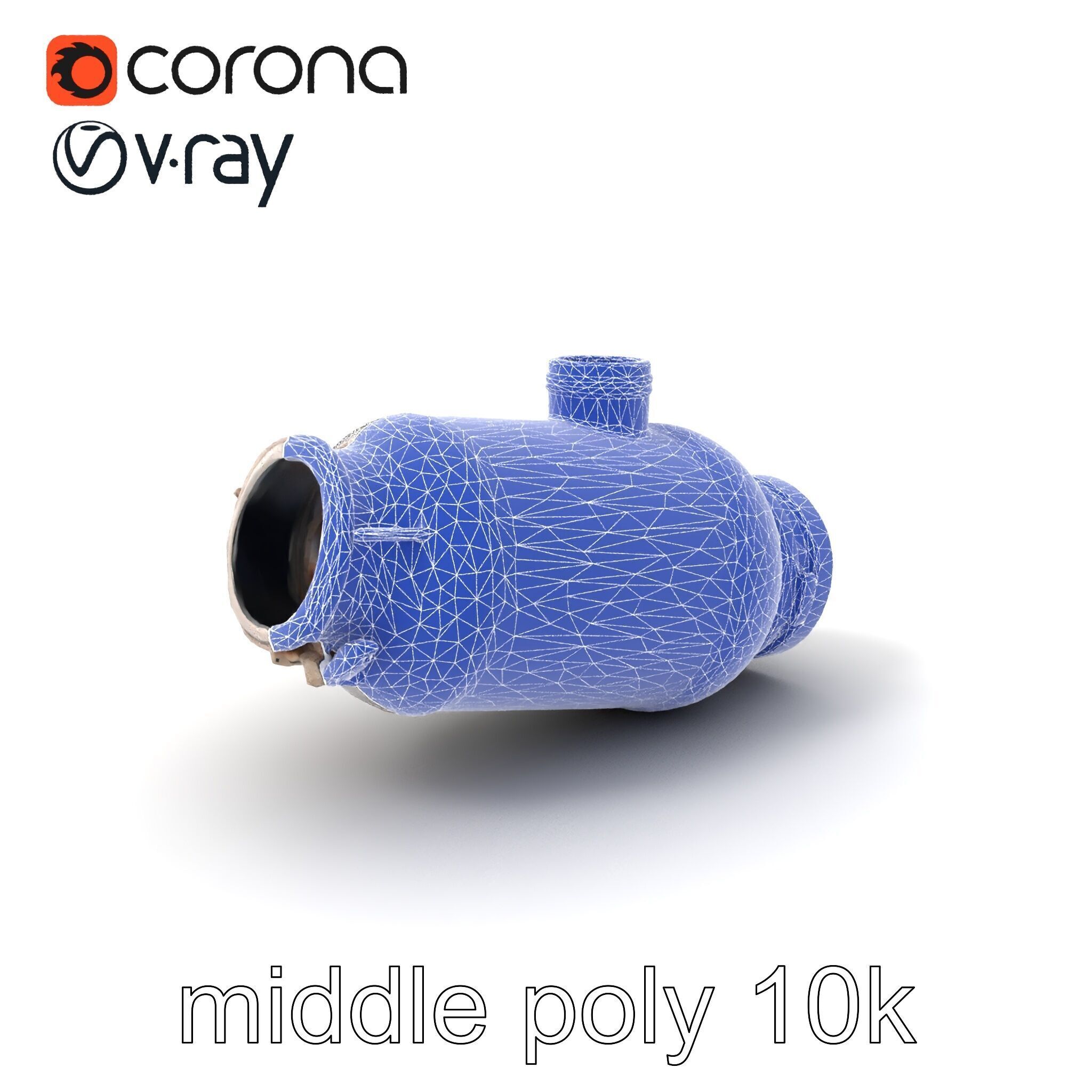 Advanced Catalytic Converter Cylindrical Model Pack Low-poly 3D model_6