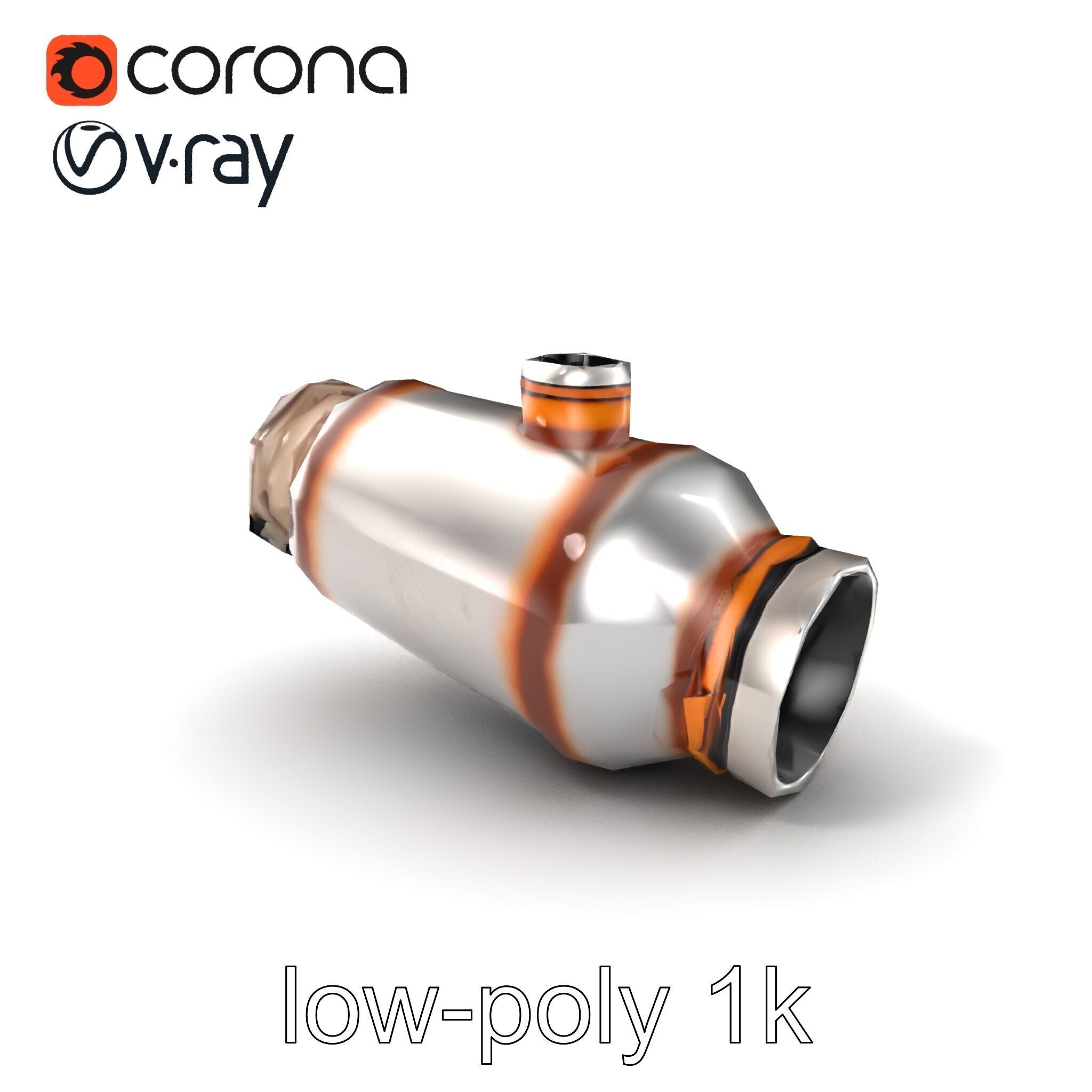Advanced Catalytic Converter Cylindrical Model Pack Low-poly 3D model_5